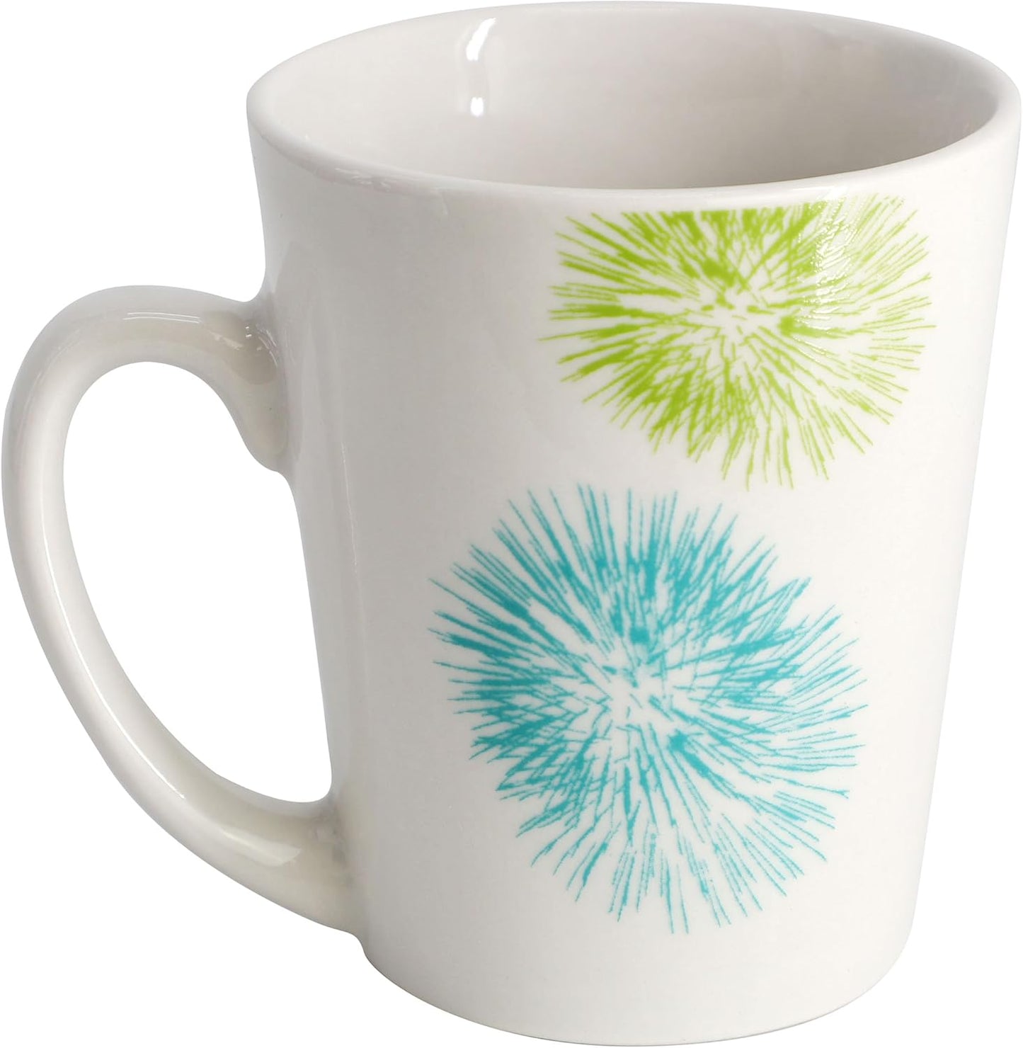 Gibson Home Blue Meadow 12 Piece Fine Ceramic Dinnerware Set in White with Colored Accents