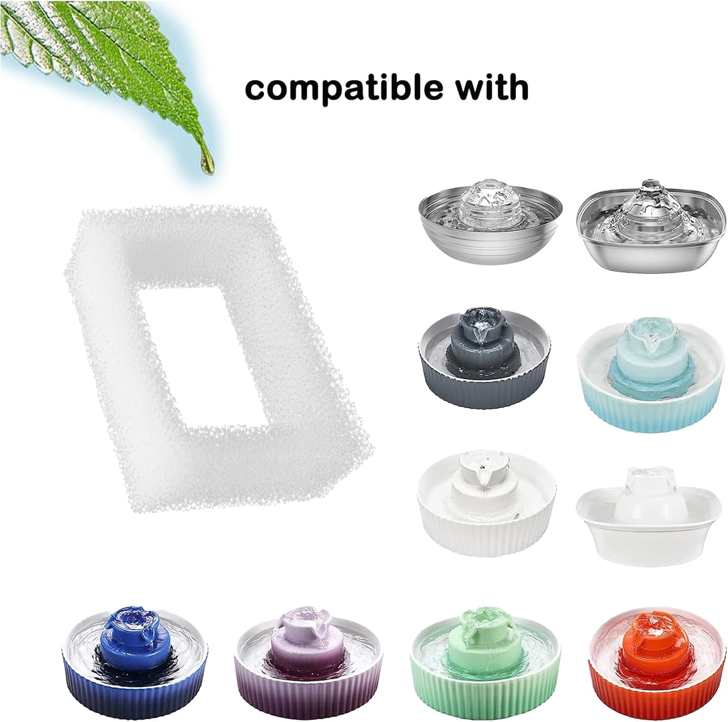 Cat Water Fountain Filters,14 Pack Cat Fountain Replacement Filters for 2L/67oz Round Stainless Steel Pet Water Fountain,Dog Water Fountain