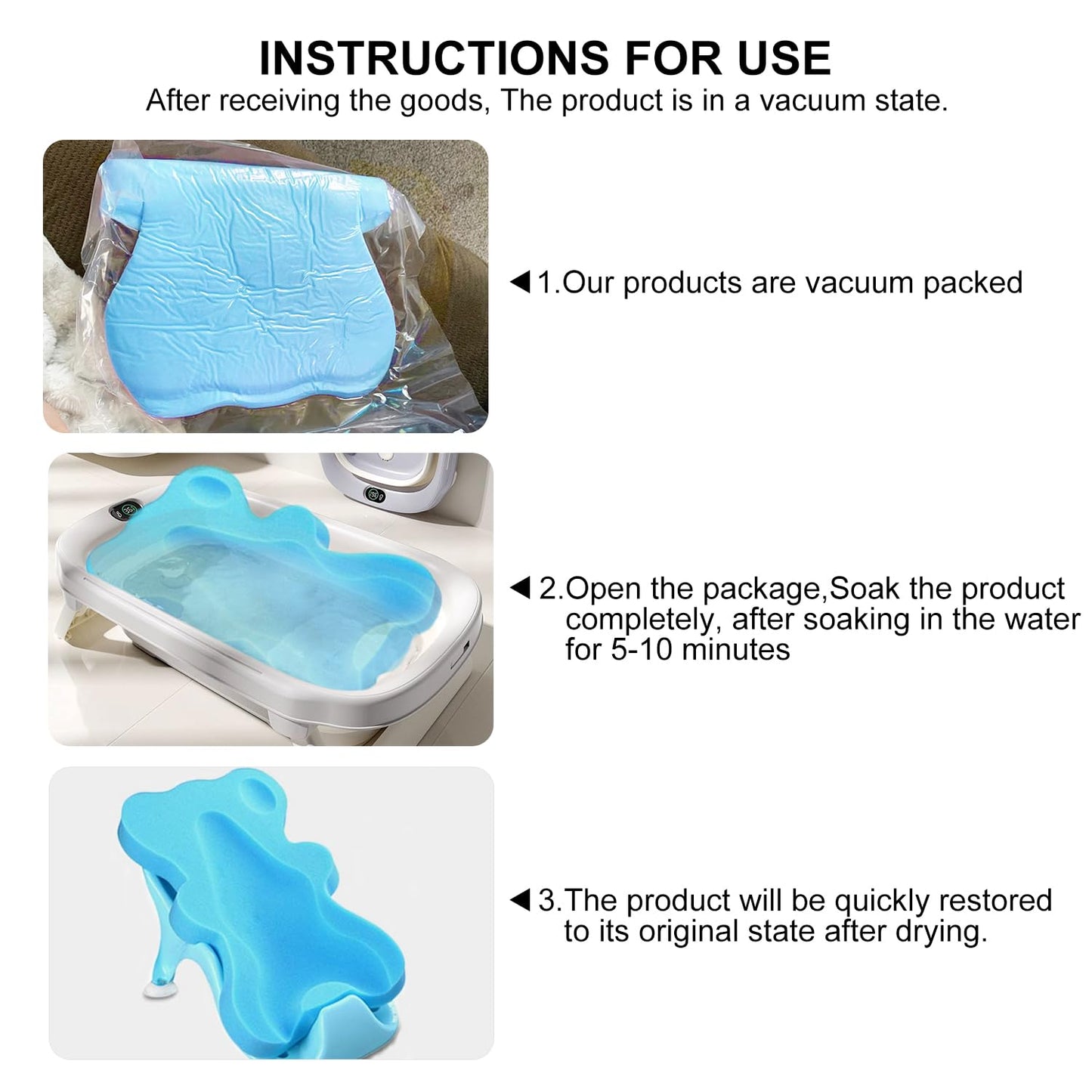 Soft Infant Bath Sponge Skid Proof Baby Bath Mat Newborn Odor Free (Blue)