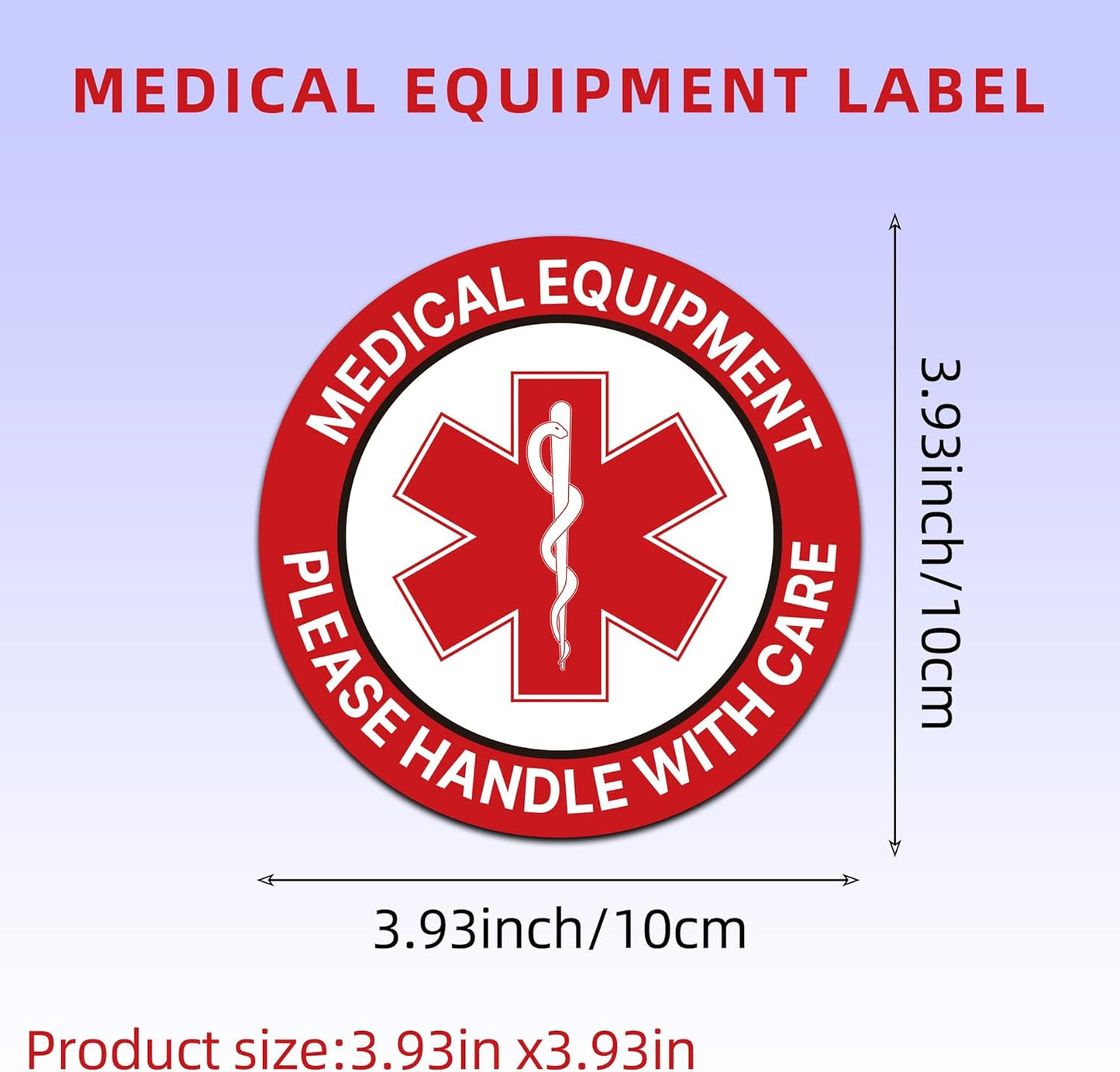 3PCS Medical Equipment Alert Luggage Sign Stickers, Waterproof Durable Fragile Medical Equipment Inside/Handle with Care Lables for Medical Supplies,Luggage, Cases, Boxes 3.9''X3.9''
