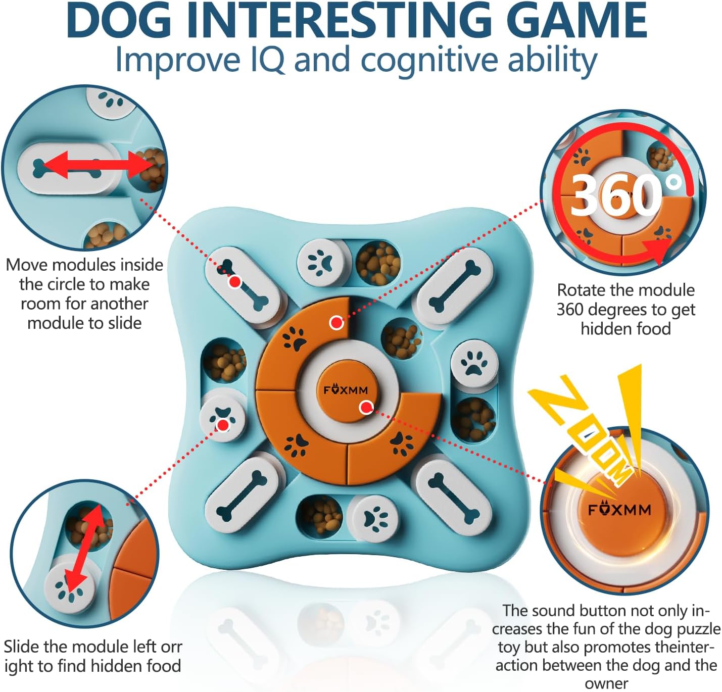 Interactive Dog Treat Puzzle Toys for IQ Training & Mental Stimulating,Fun Slow Feeder,Large Medium Small Dogs Enrichment Toys with Squeak Design
