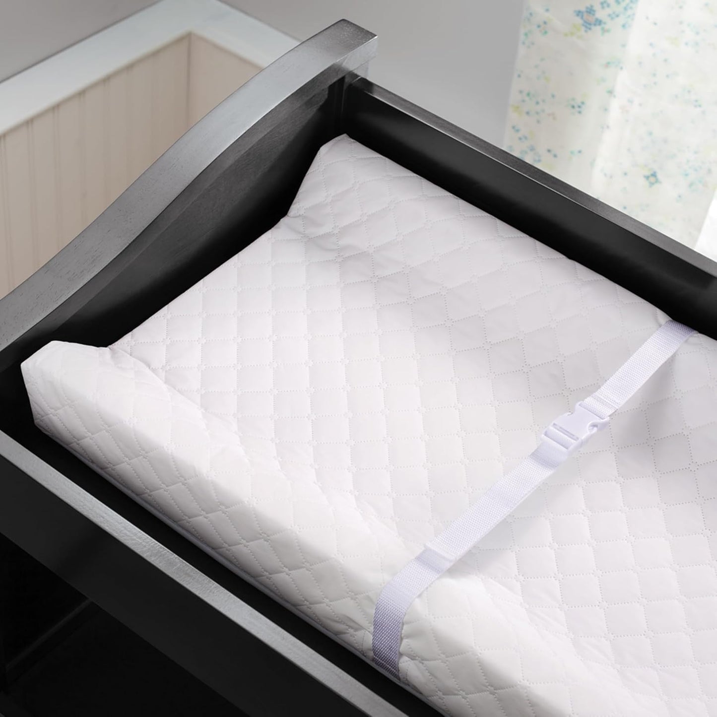 Ingenuity Contoured Changing Pad – Includes Waterproof Changing Liner and Safety Fastening Strap with Quick-Release Buckle