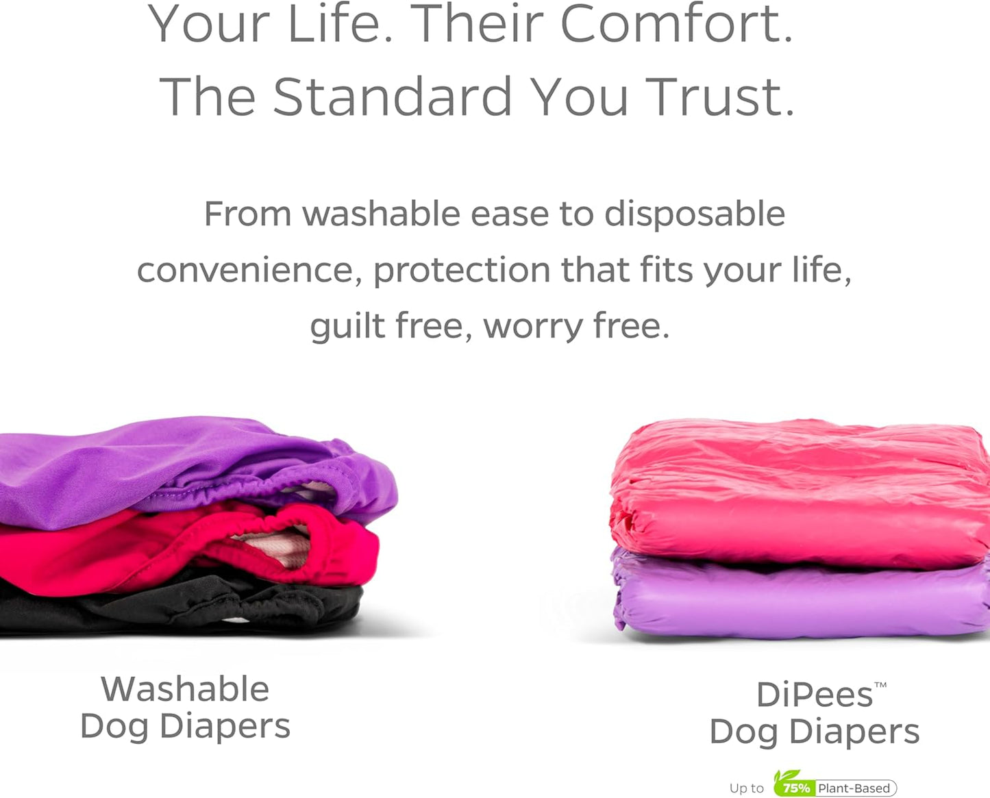 Pet Parents® Washable Dog Diapers (3pack) + Extendrs® of Durable Doggie Diapers, Premium Dog Diapers Female & Male (Large, Black)