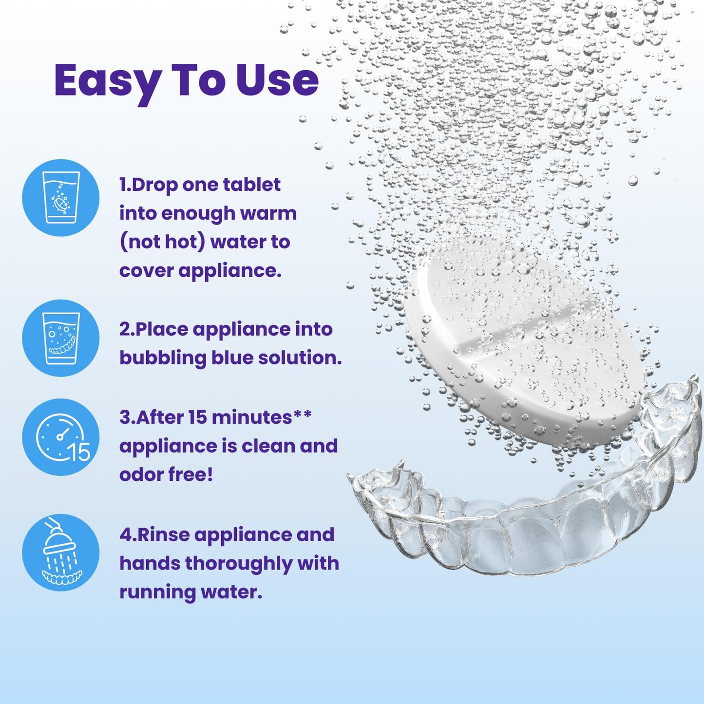 Retainer Brite Retainer Cleaner Tablets for Ultrasonic Cleaners, Used for Cleaning Invisalign, Mouth Guard, Night Guard and More, 4 Month Supply, Made in USA,120 Tablets