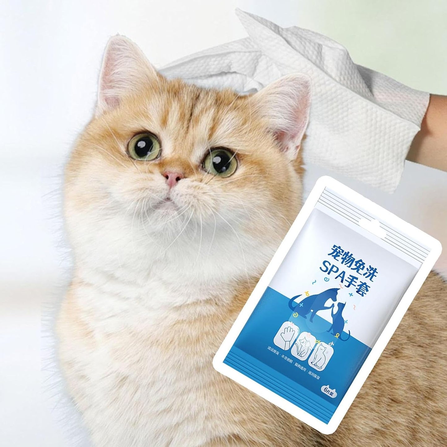 Cat Washing Gloves | Soft Gentle Deodorizing - Pet Cleaning Gloves Grooming Wipes | for Puppy Kitten Medium Large Breed Home Bathroom Shower Bathing Washing