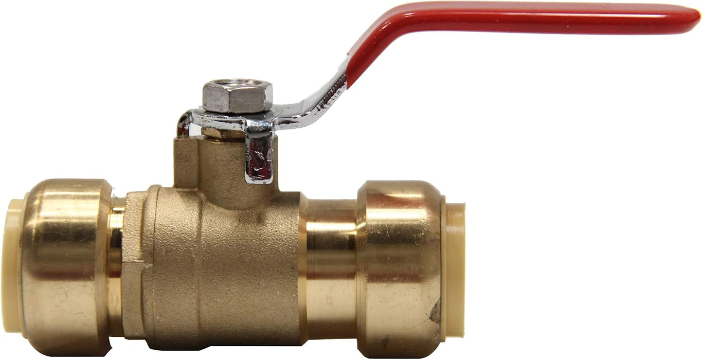 (Pack of 2) EFIELD 1/2 Inch Push-Fit Full Port Ball Valve for Hot and Cold Water with a Disconnect Clip,Brass UPC Certified,(PF-VALVE001)