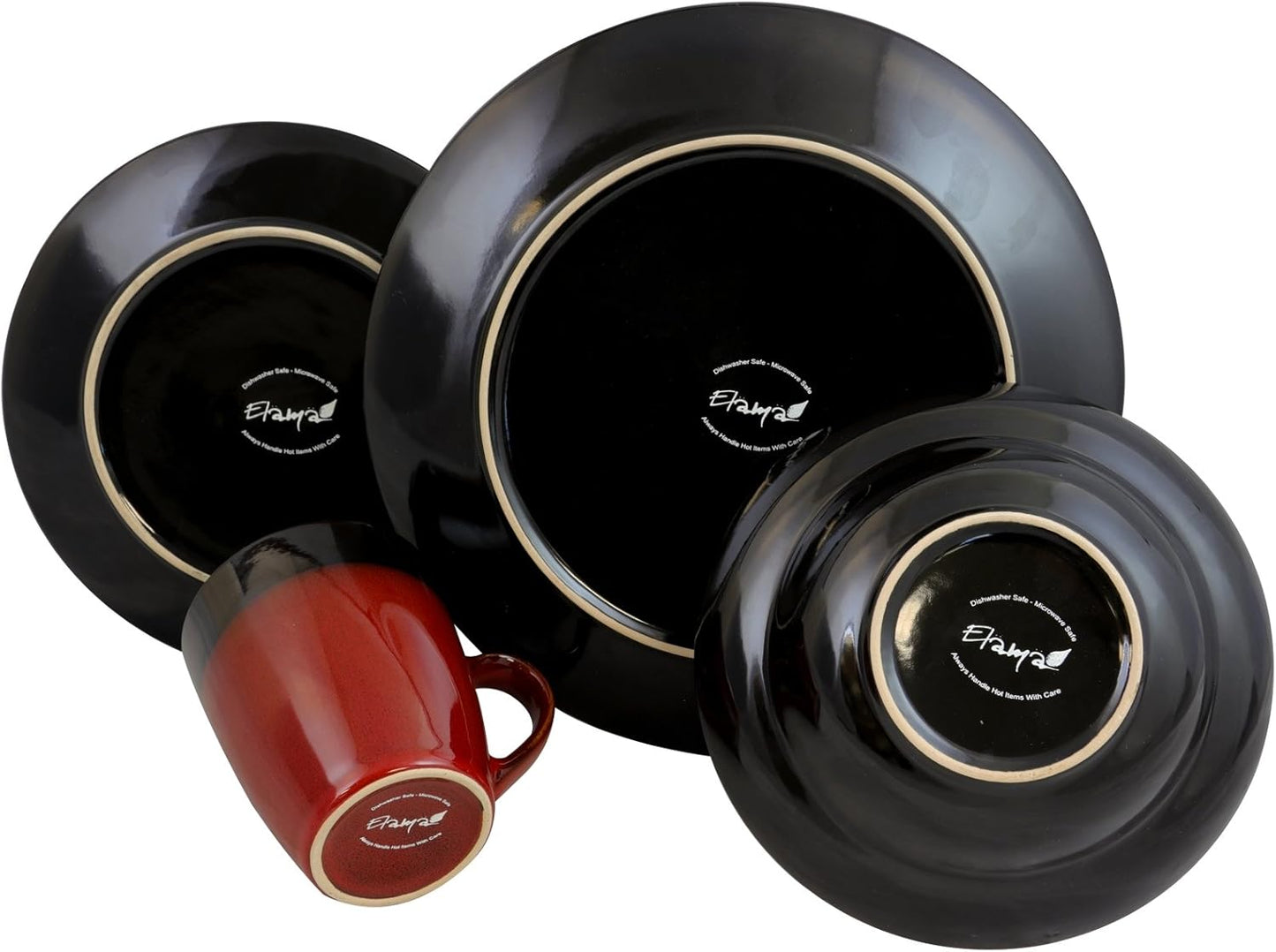 Elama’s Tanizia 16 Piece High Gloss Dinnerware Set