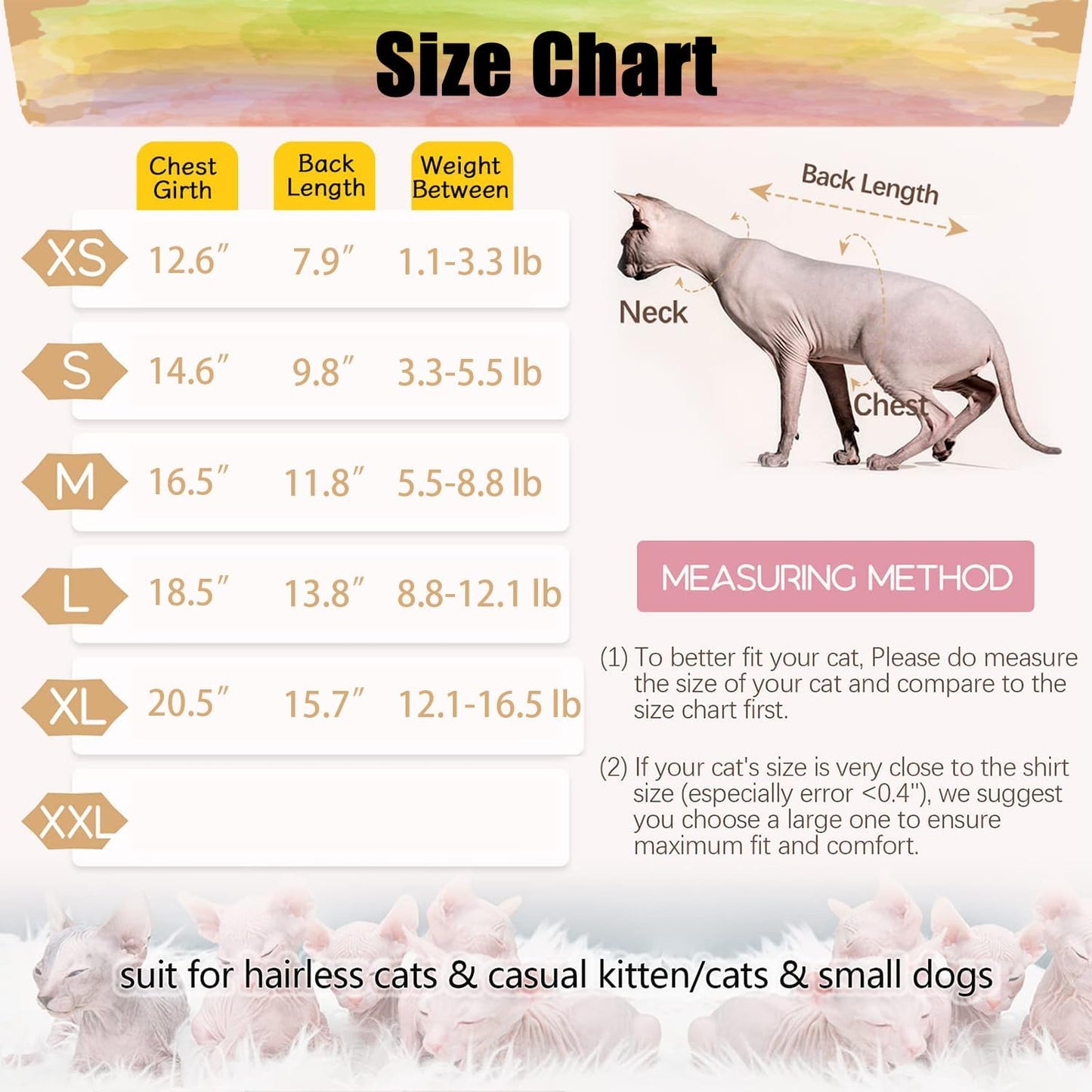 DENTRUN Sphynx Hairless Cats Costume Funny Bee Warm Winter Sweater Cute Pullover Kitten Shirts Breathable Cat Leisure Wear Turtleneck Vest Adorable Cat's Clothes Jacket Pajamas Jumpsuit, L