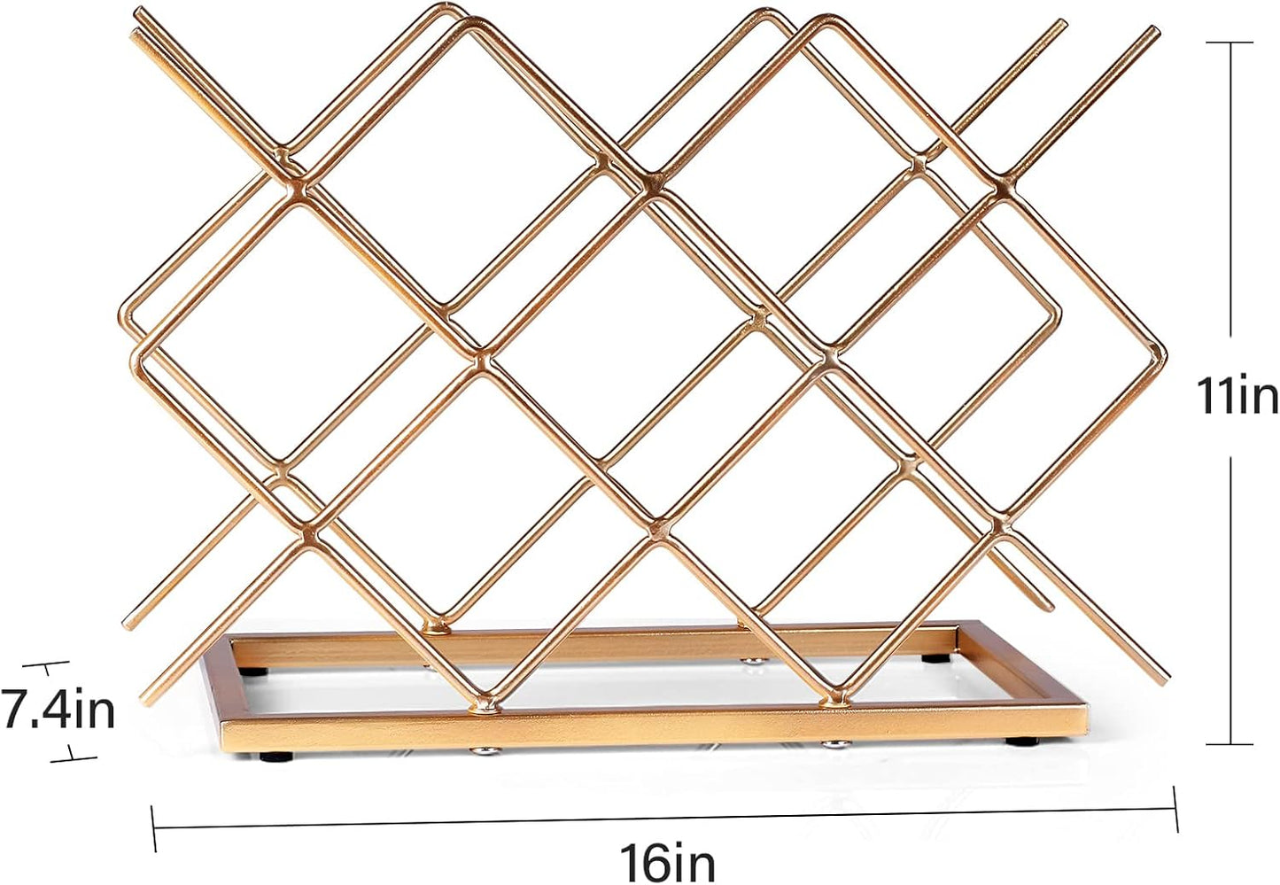 Countertop Wine Rack - 10 Bottle Freestanding Modern Gold Metal Small Wine Rack - Tabletop Wine Holder Stand for Cabinet, Pantry, Wine Bottle Storag…