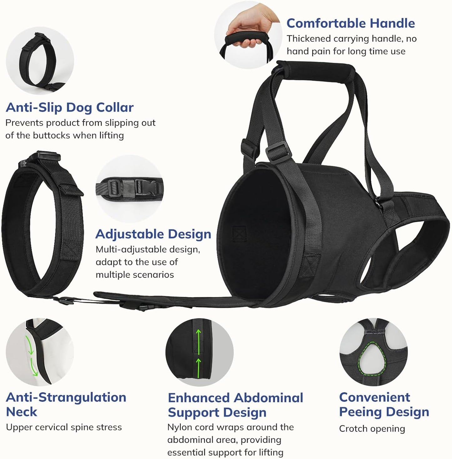 Supet Dog Sling for Large Dogs Hind Leg Support, Senior Dogs Lift Assist Harness for Weak Back Leg Support, Help Large Breed Rear Leg Up Harness, Mobility Aids for Elderly, Injured, Paralyzed Dog, M