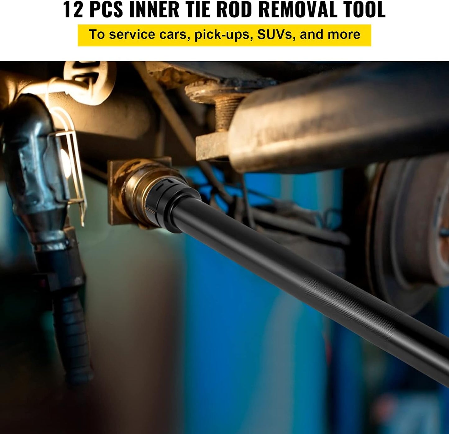 VEVOR Inner Tie Rod Tool Kit, 13 Pcs Tie Rod Removal Tool, 13 Pcs Crowfoot Adapters Inner Tie Rod Tool Set, 1/2 Inch Drive Tube Tie Rods Tool, Heavy-Duty Steel Inner Tie Rod Removal Tool for Vehicle