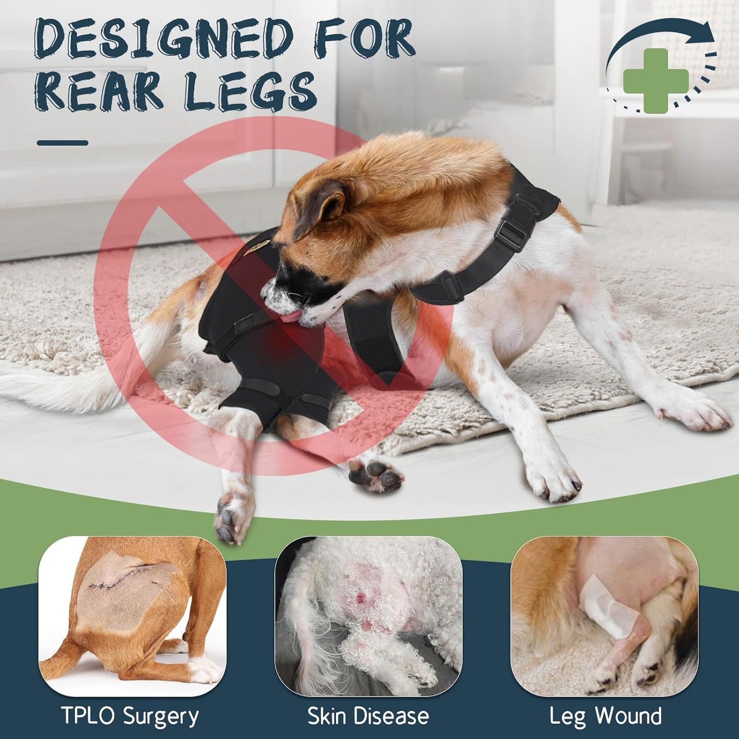 Supet Dog Rear Leg Sleeve to Stop Licking, TPLO Recovery Sleeve After Surgery for Post Surgery, ACL, Leg Wound Protection, with Belly Opening for Male Female Dogs(Black,L)