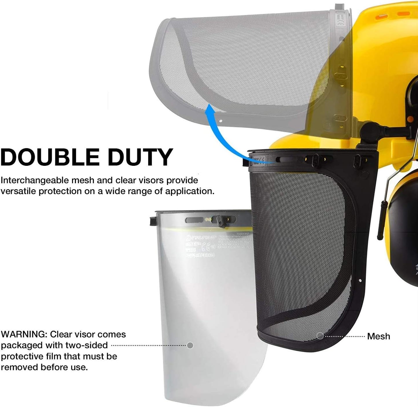 NEIKO 53880A Forestry Helmet for Safety with Shield and Earmuffs, Chainsaw Helmet with Face Shield, Hard Hat Safety Gear Equipment, Protective Face Shield and Mesh Shield for Face Protection