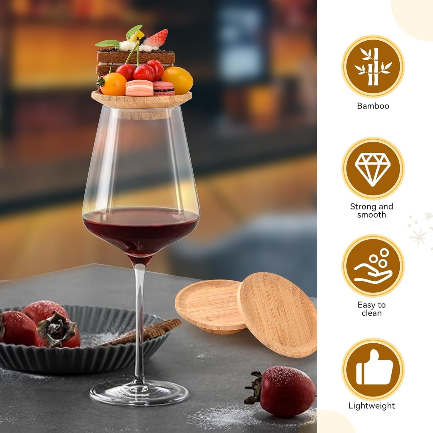 10 Pcs Wine Glass Charcuterie Topper, 4" Mini Charcuterie Boards, Wine Appetizer Plates for Family Gatherings, Restaurants, Bars