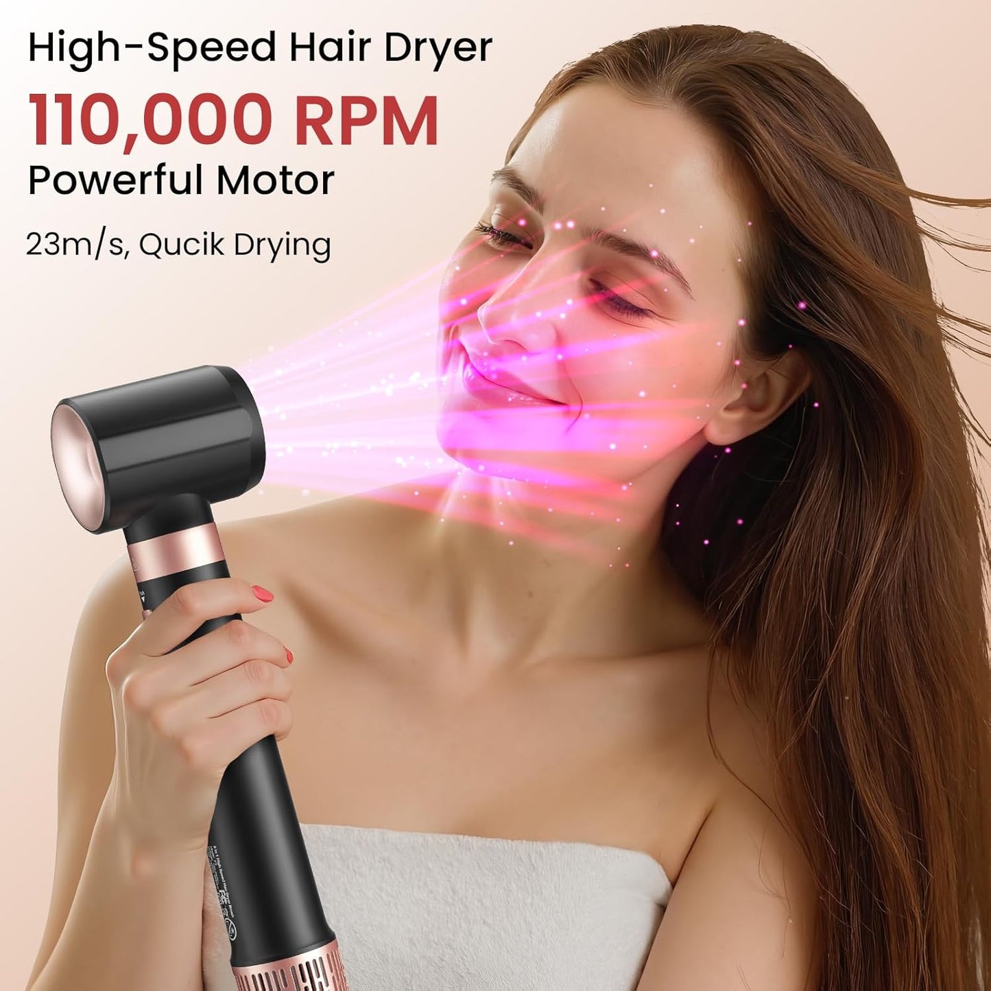 Dual Voltage 3 in 1 Hot Hair Styler – High-Speed Hair Dryer with Air Styler with Long Barrel Air Styler, European Hair Tools Styling, Fast Drying and Quick Styling, Travel Case,Gifts for Women