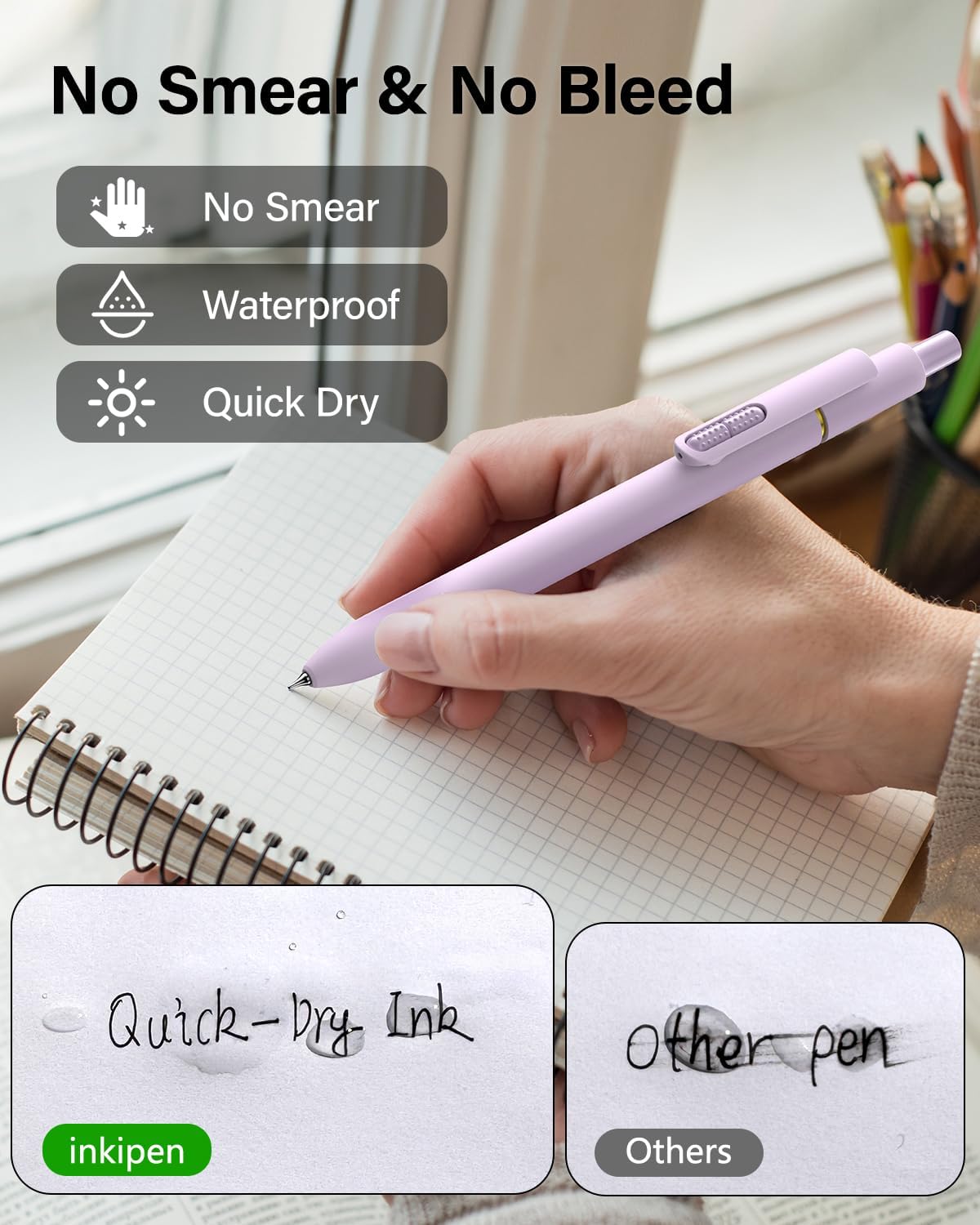 8Pcs Gel Pens - 0.5mm Black Ink Pens Fine Point Smooth Writing, Quick Drying Retractable Pen for Journaling, Cute School & Office Supplies