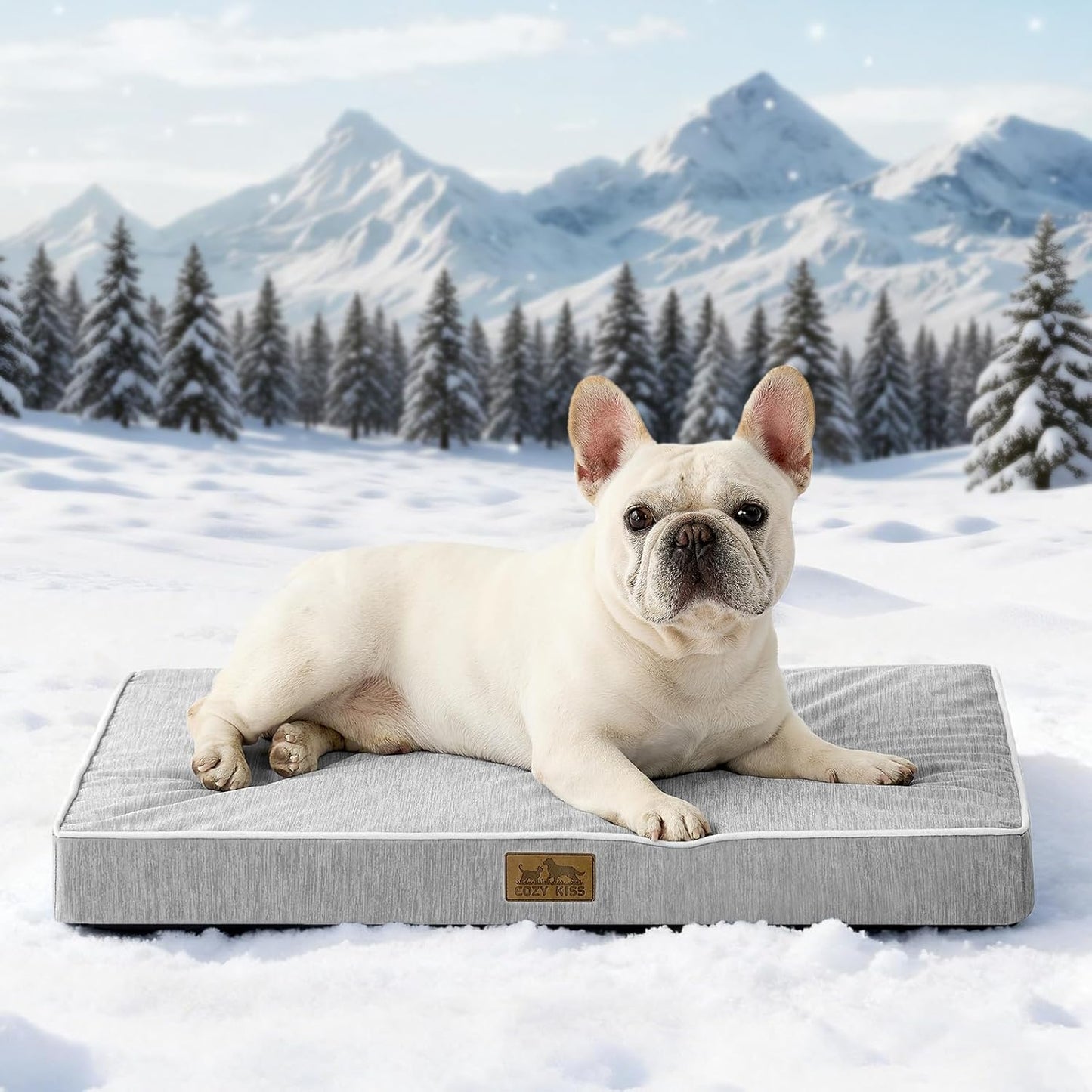 Cooling Dog Bed for Crate, Waterproof Dog Crate Mat with Removable Washable Cover, Orthopedic Egg Crate Foam Support, Dog Crate Bed 29x18x3 Inch,Silver Grey