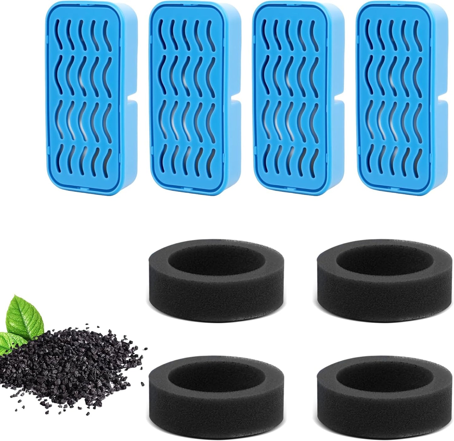 PETCHO 4-Pack Cat Water Fountain Filter Replacement Compatible with 108oz/3.2L Stainless Steel Cat Fountain, with Activated Carbon Filters, Multiple Filtration Isolates Floating Hairs