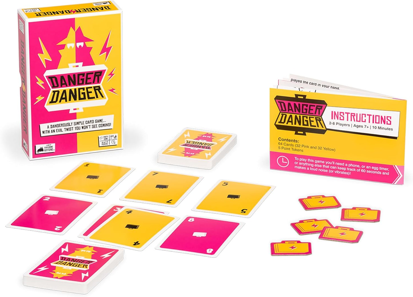 Exploding Kittens Danger Danger 2-8 Players - Ages 7+ - 10 Minutes to Play - Fast Paces Strategic Card Game - Party Game, Family Game Night, Kid and Adult Card Game