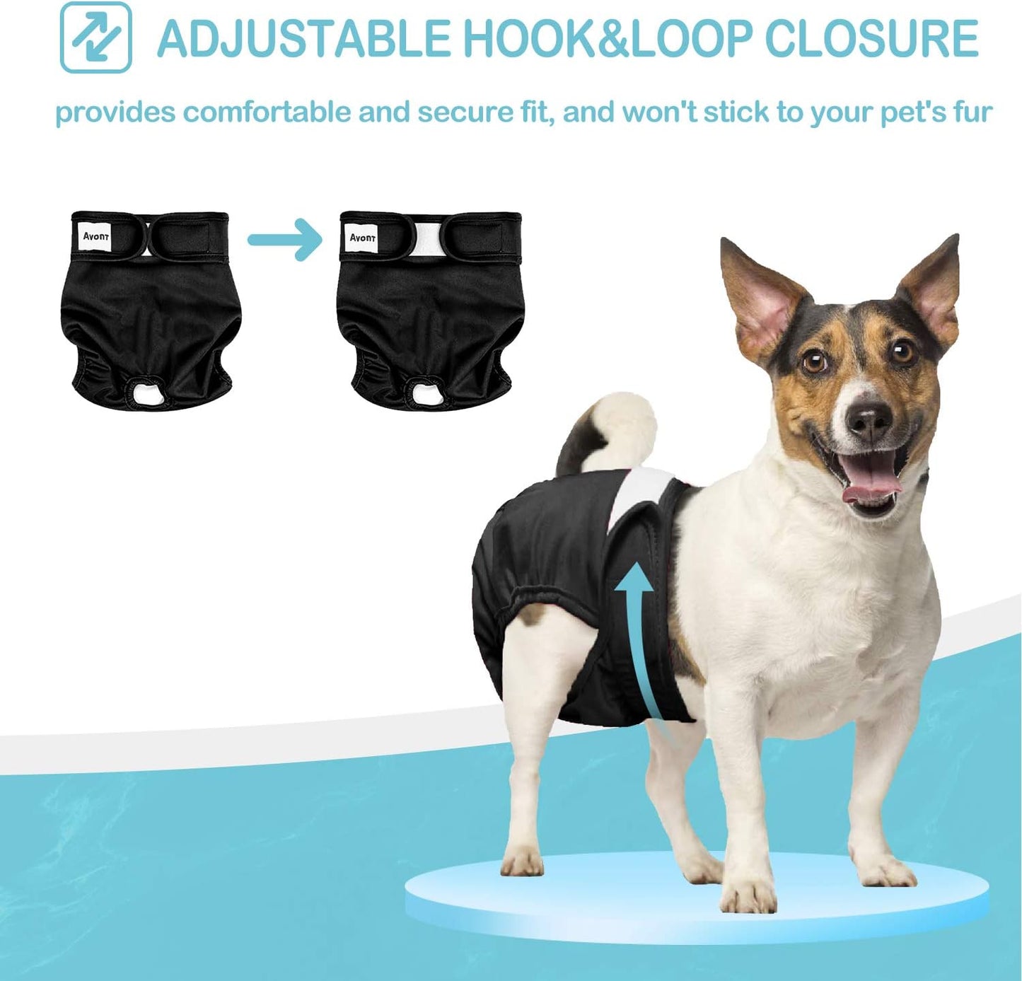 Avont 3 Pack Washable Female Dog Diapers, Premium Reusable Highly Absorbent Doggie Period Panties Durable Dog Diaper Cover -XS 3 Black