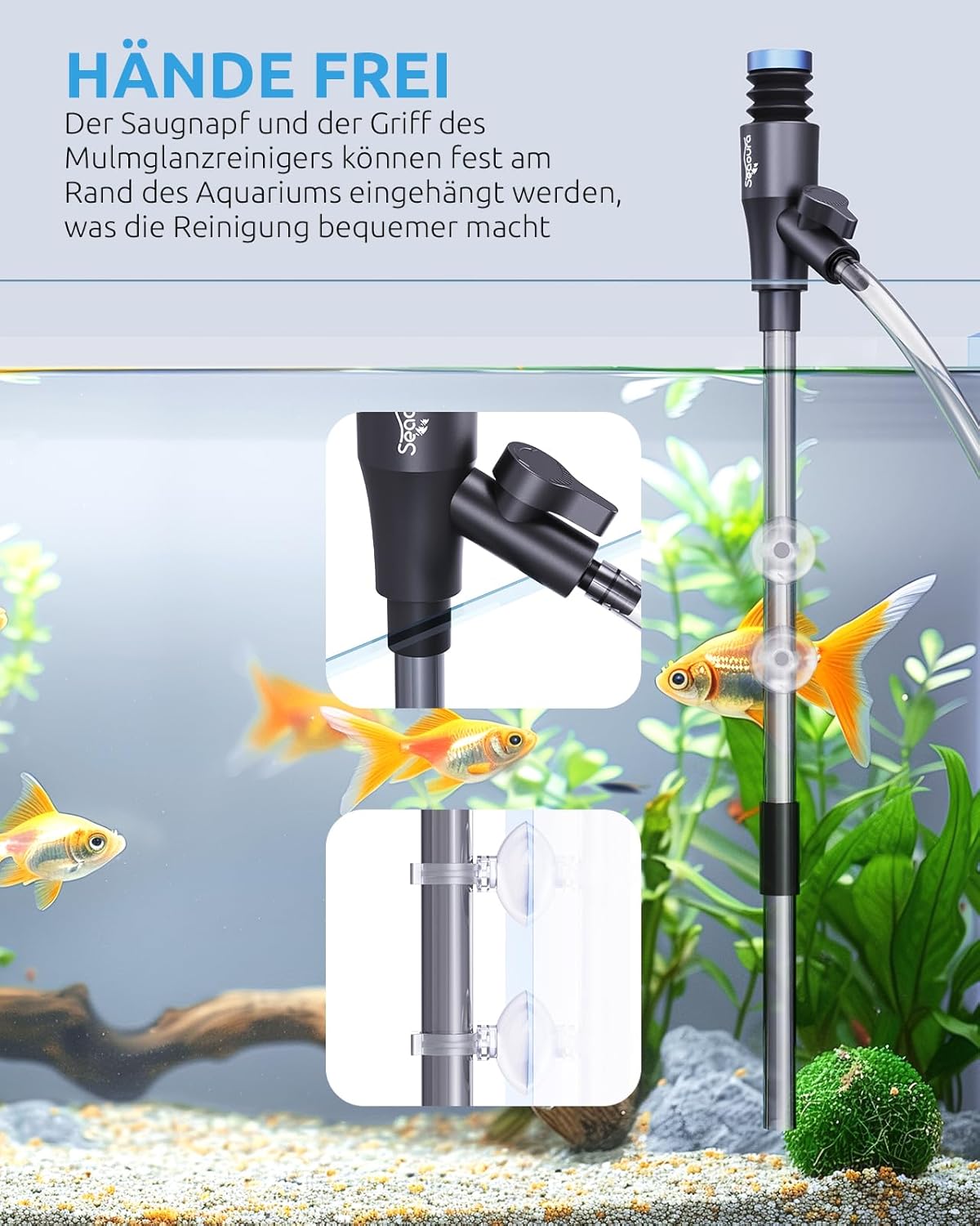 Gravel Vacuum for Aquarium, Fish Tank Cleaner Kit, Mini Manual Fishtank Vacuum Cleaner, Small Aquariums Water Changer, Adjustable Siphon Pump Use for Fish Turtle Tanks Cleaning Manure Wash Sand