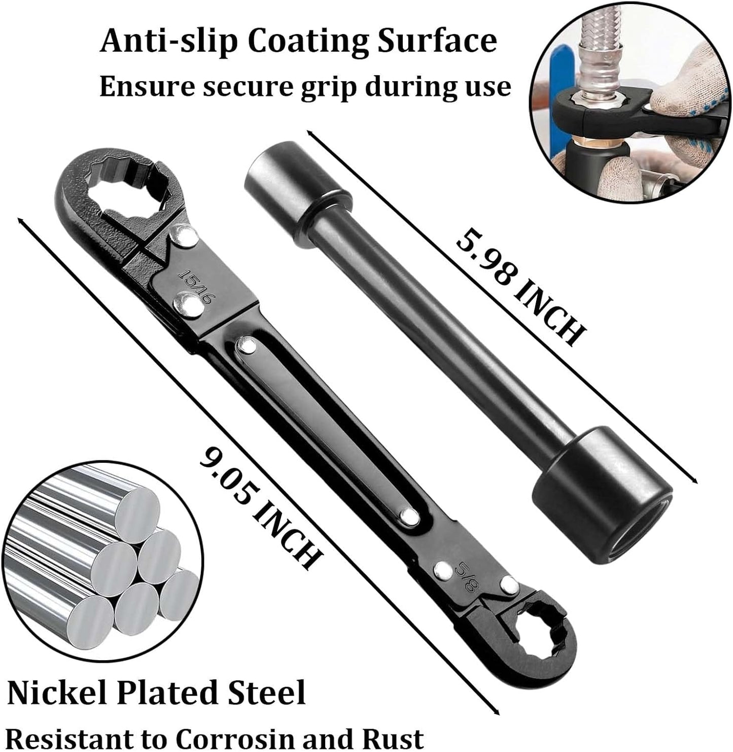 Multi-Functional Angle Stop Wrench Kit - Plumbing Tools for Professional Plumbers | Installing & Removing Compression Angle Stop and Fittings (Black-Angle Stop Wrench Kit) (3)