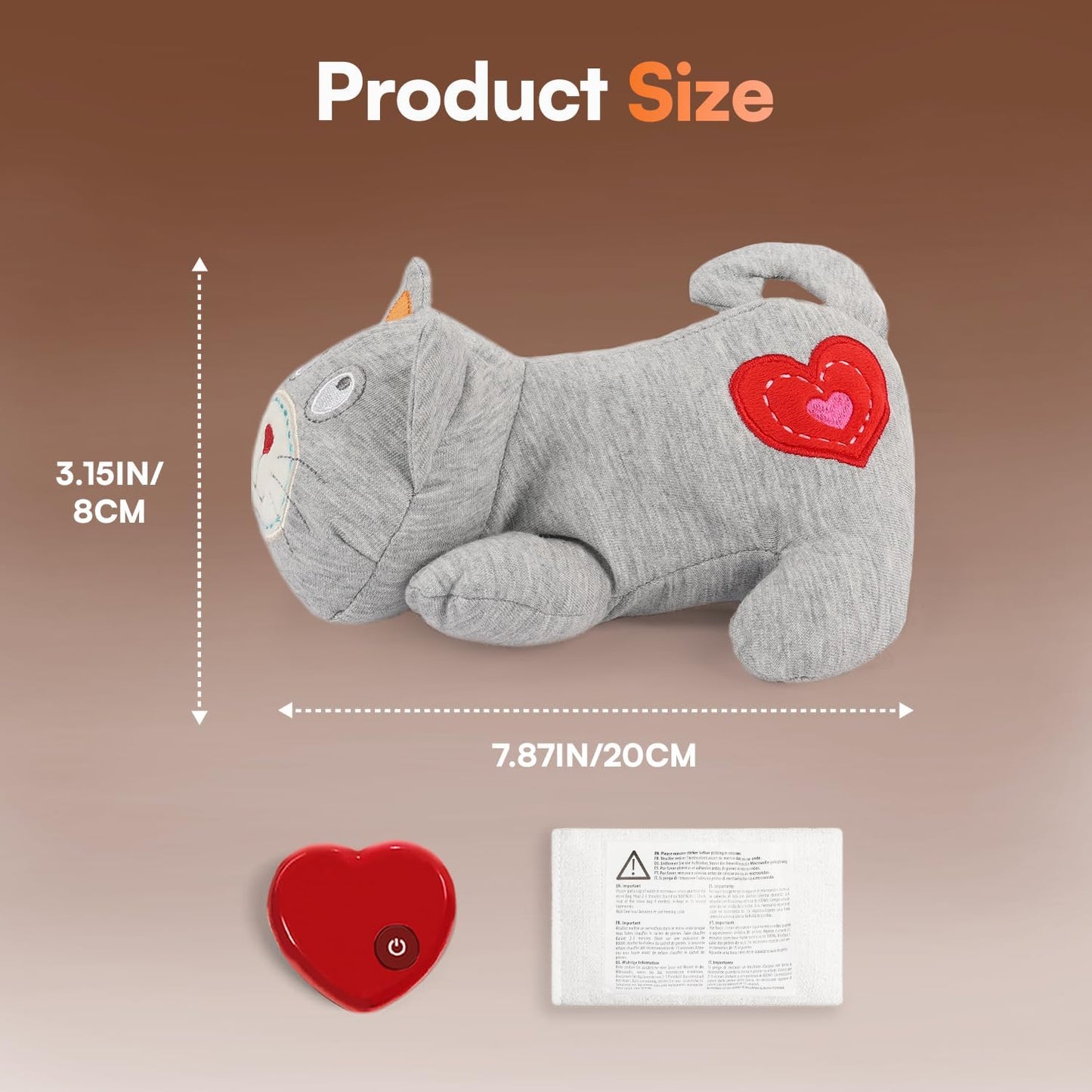 AFP Heartbeat Cat Calming Toy Heartbeat Soothing Kitty Toys Stuffed Plush Warm Toys for Cats Comfort Kitty Stress Relief and Sleep Aid Toy