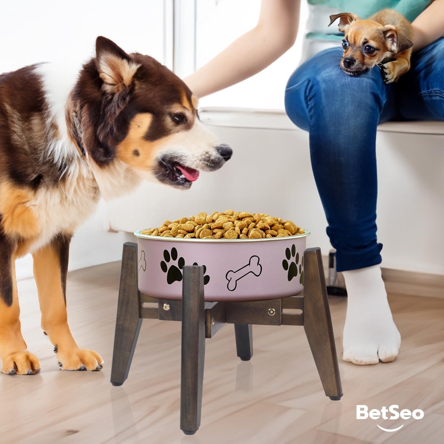 2Pack - Dog Bowl Stand for Water/Food - Adjust with Lock - Dog Water Fountain Holder, Elevates Pet Food and Water Feeder Bowls (Bowl not Included) (2 Pack - (Height 10.4in Width 8-11.5 in)
