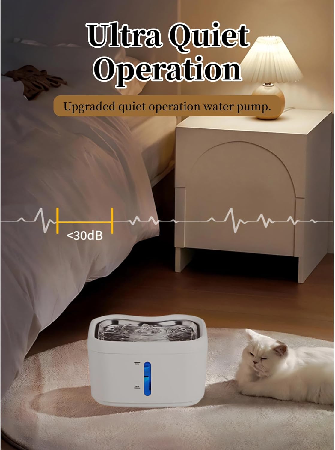 Dog & Cat Water Fountain, 2.5L Automatic Sensing Circulating Pets Drinking Dispenser with Filter, Quiet Indoor Animal Watering Fountains for Pets, Water Electricity Separation