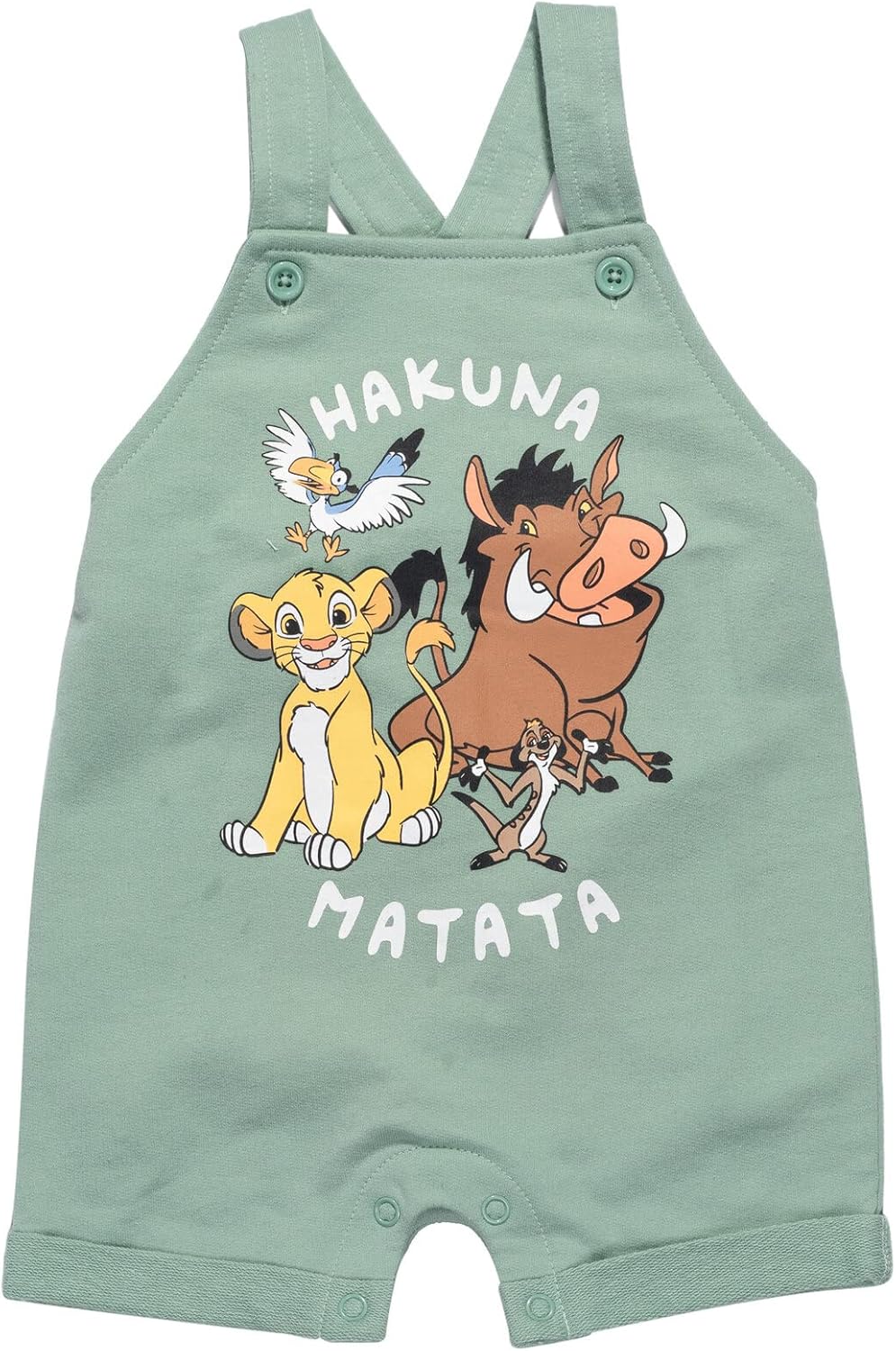 Disney Baby French Terry Short Overalls, T-Shirt and Hat 3 Piece Outfit Set Newborn to Infant Sizes (0-24 Months)