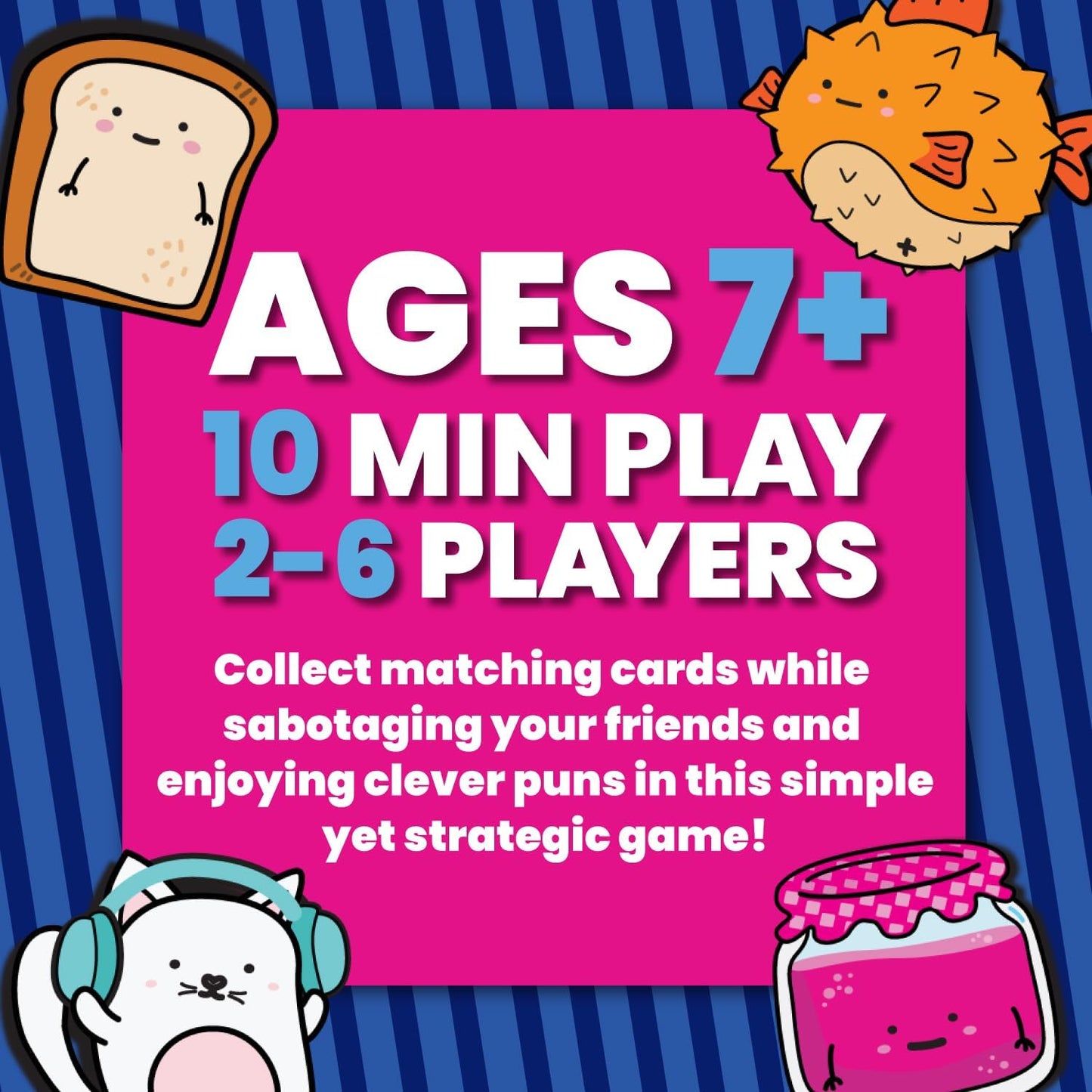 Jelly Fish Toast & Jam Wildly Entertaining Strategy Card Game for Family and Group Game Night | Easy to Learn and Play with 10 Minute Rounds | Fun for Kids, Teens, Adults, and Families | 2 - 6 Players