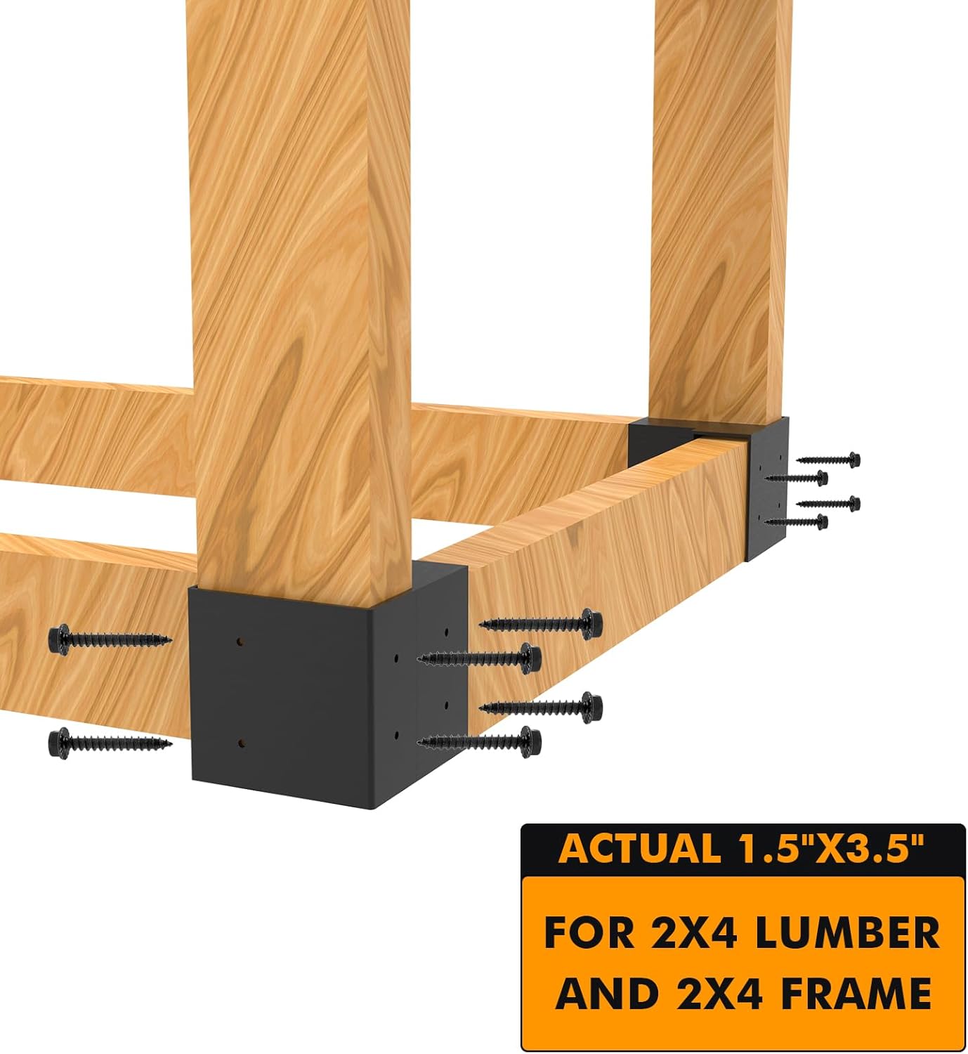 Heavy Duty Workbench Bracket Kit - 8 Pcs Steel 3-Way Right Angle Corner Brackets for DIY Custom Workbench, Shelving, Work Table, Fits 2x4 (Actual 1.5"x3.5") Wood