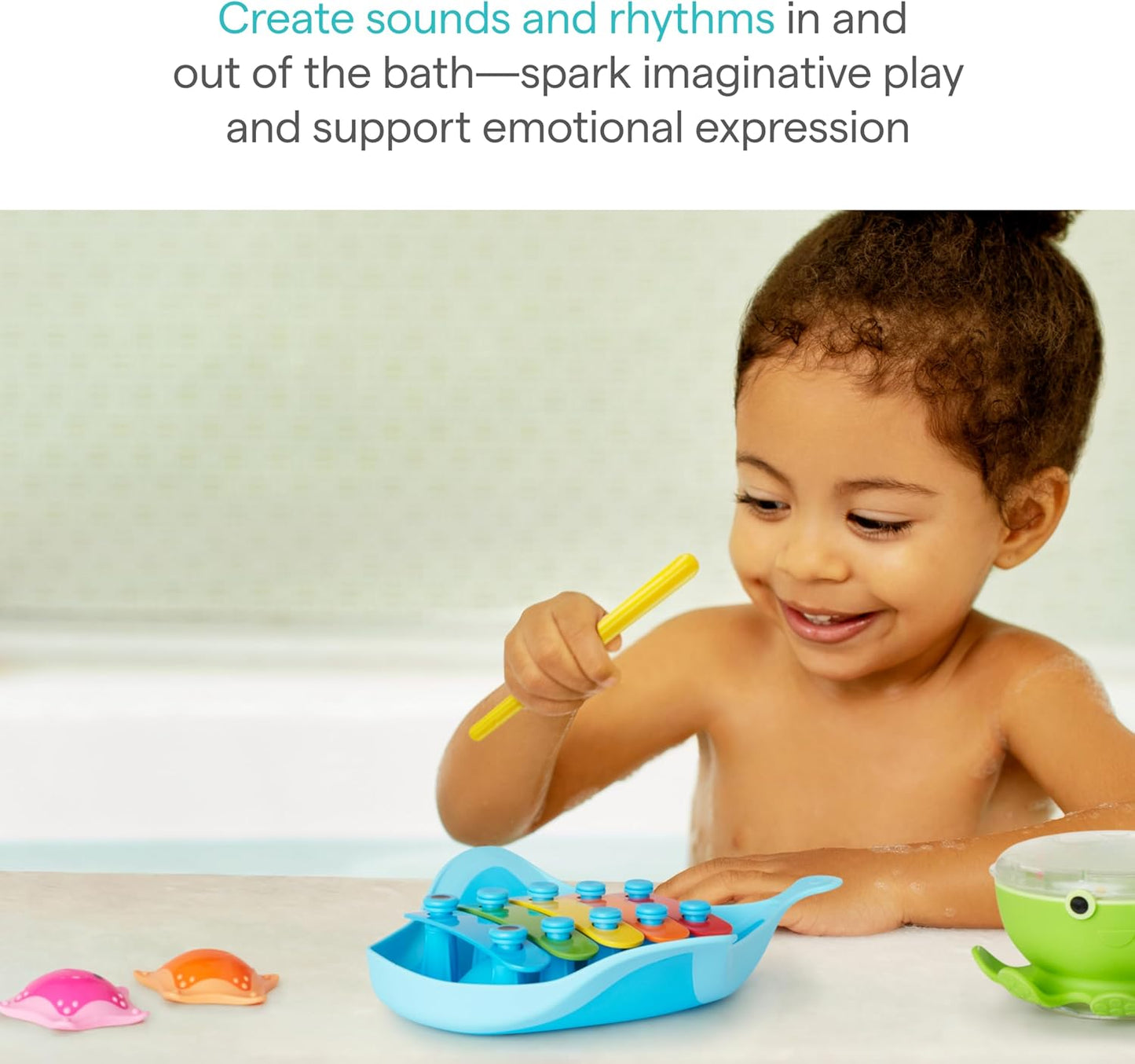 Munchkin® Bath Beats™ Bath Toy, Musical Set Includes Xylophone, Bath Drum & Shakers, Fun for Babies, Toddlers and Kids