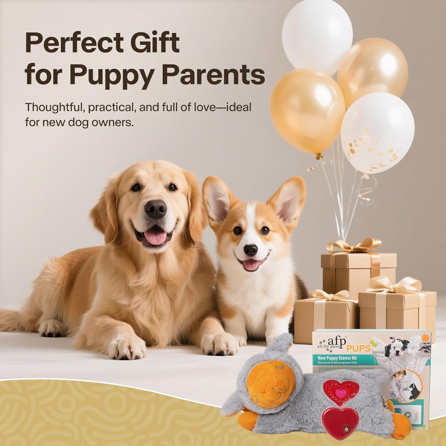 Puppy Essentials Starter Kit - New Born Dog Toys Gifts Heartbeat Puppy for Dogs, Teething Toys, Heat Packs & Cozy Blanket for Crate Training & Anxiety Relief
