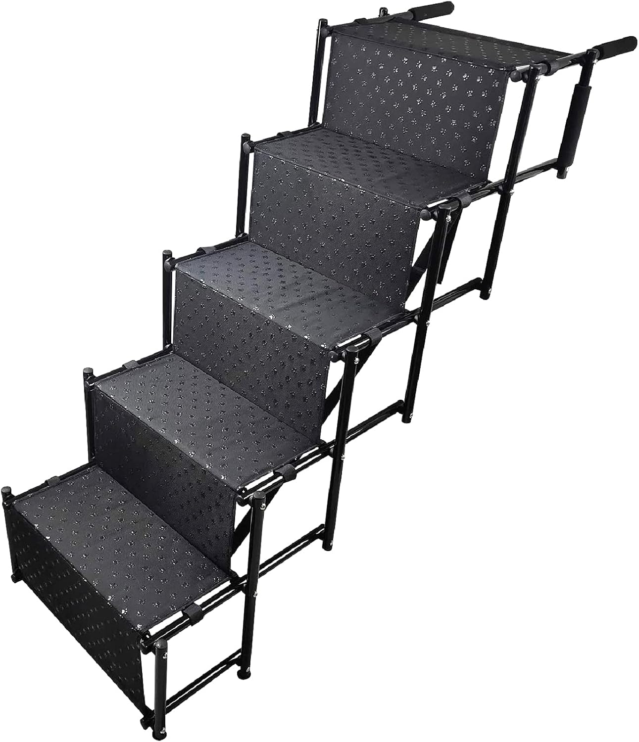 Adjustable Light Pet Ladder Portable Large Dog Stairs Collapsible Pet Stairs Or Ramps for Small and Large Dogs for Trucks and Suvs 5 Steps Pet Stairs Ramp Lightweight Dog Cat Ladder Black