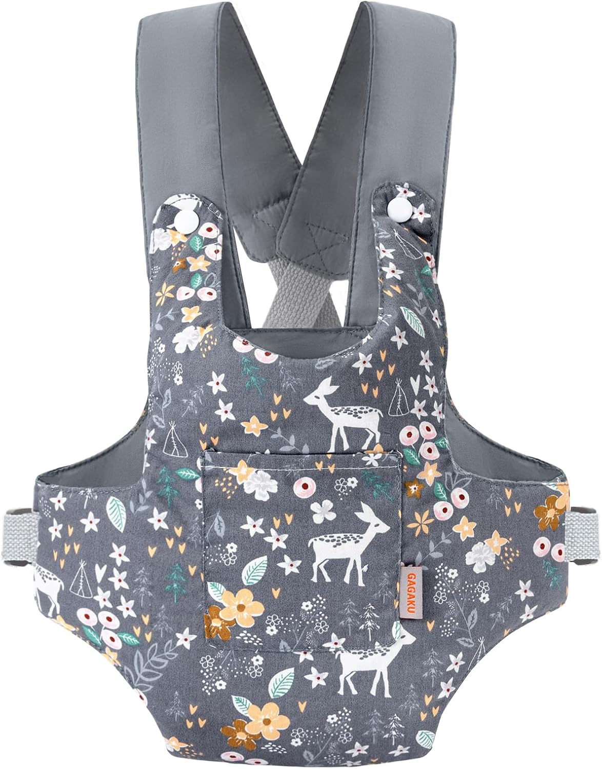 GAGAKU Toy Baby Carrier for Dolls Doll Accessory Stuffed Animal Carrier for Kids with Adjustable Straps - Gray - Deer