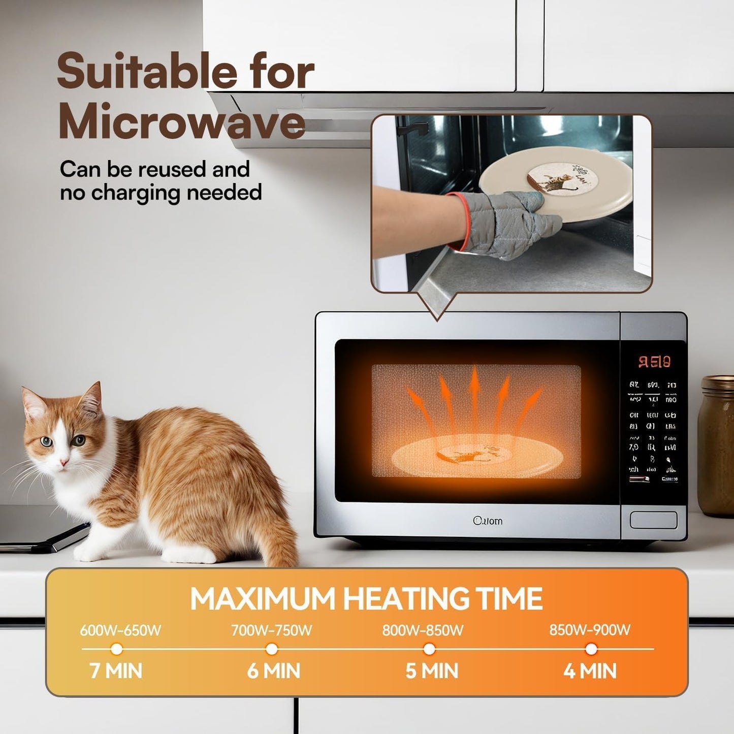 ALL FOR PAWS Microwavable Cat Heat Pad with 2 Covers, Pet Heating Pad for Kittens, Heated Pet Bed for Cats, Microwave Heating Pad for Pets