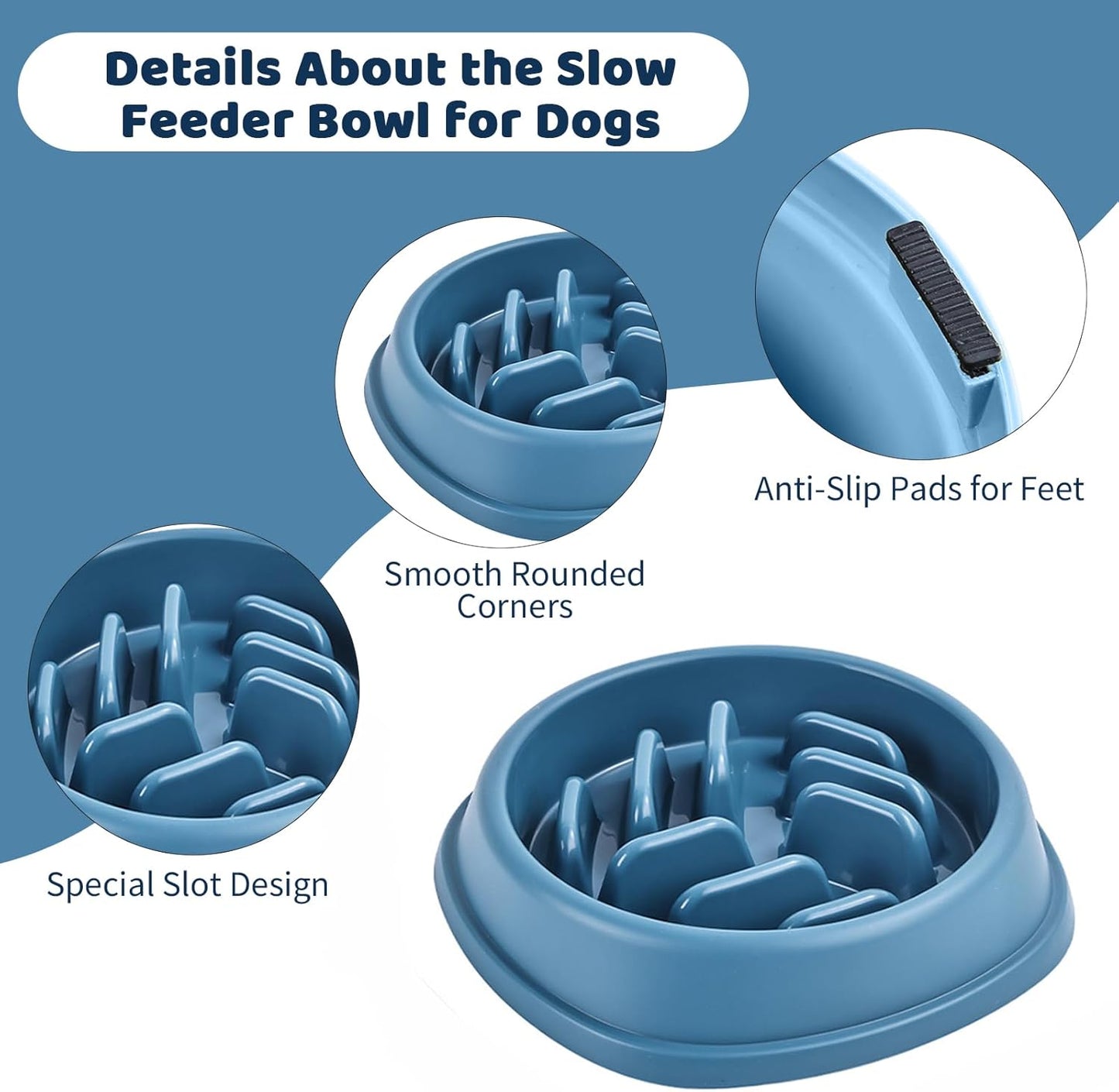 4PCS Slow Feeder Dog Bowl Set with Mat & Feeding Ball, Slow Feeding Dog Bowl to Slow Eating, Puppy Slow Feeder Bowl for Small Dogs, Dog Bowls with Slow Feeder, Easy Clean