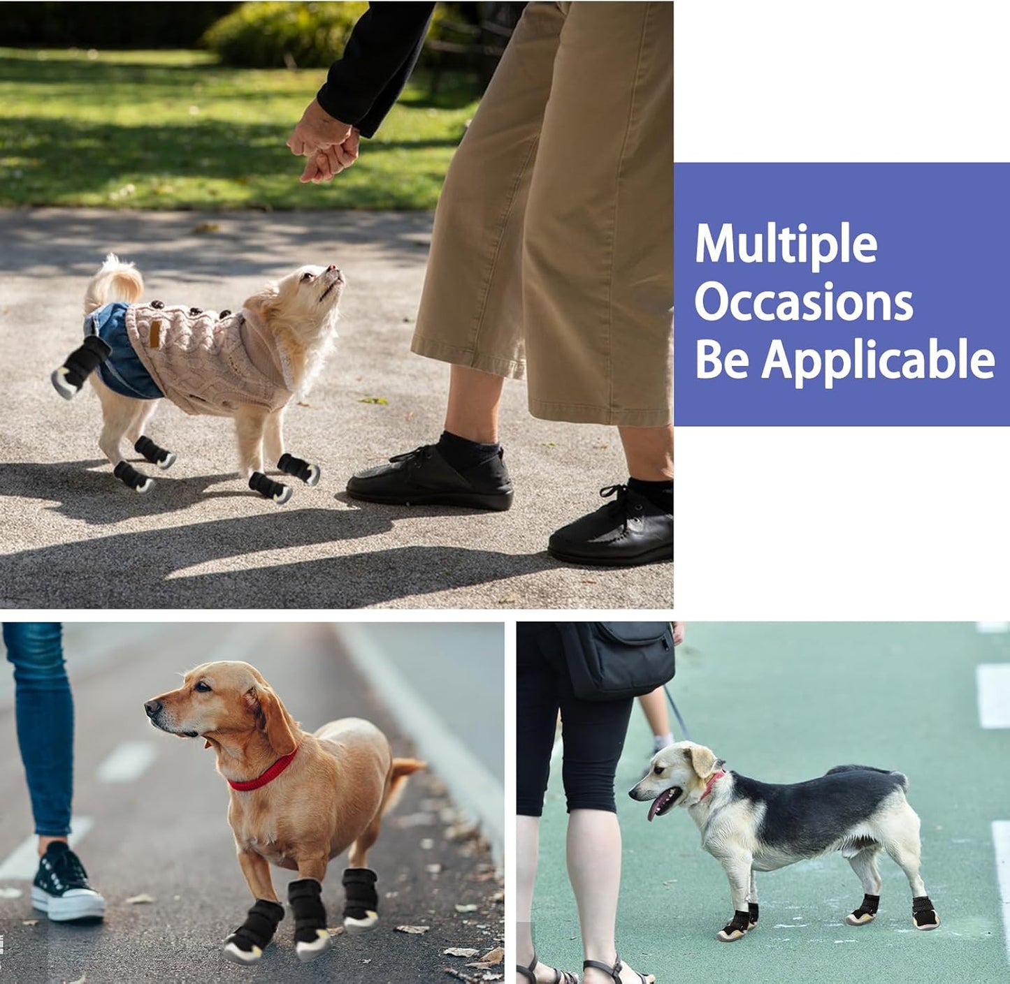 MOOB Dog Shoes for Large Dogs, Dog Boots & Paw Protectors, Dog Shoes for Large Dogs, 4Pcs Medium Dog Booties with Rugged Anti-Slip Sole and Outdoor Reflective for Snowy Day,(Size 6)