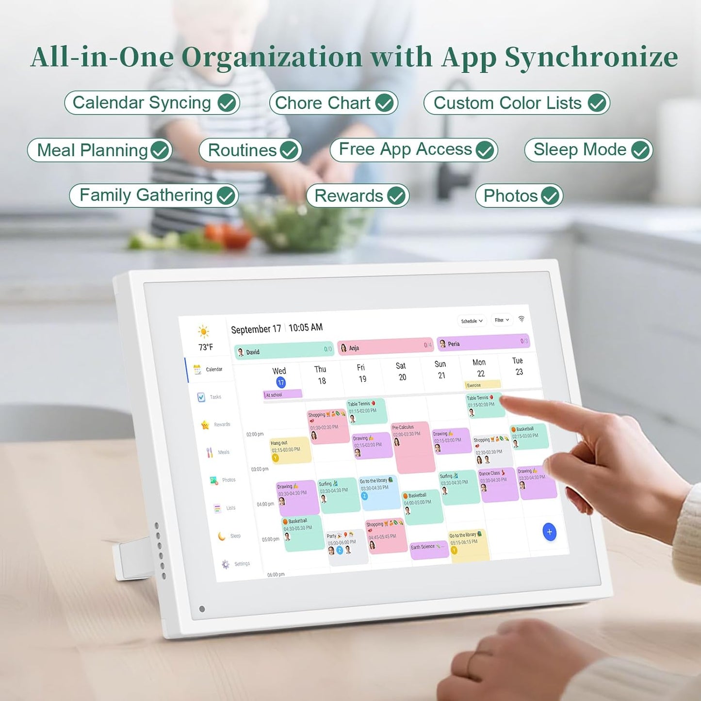 Digital Calendar,10.1 Inch Smart Electron Calender Family Planner,HD Touch Screen Home Interactive with WiFi App Control,AI Meal Schedule, Duty Chart,Achievement Rewards-Share Photos,Videos and Sound Reminder,Gifts for Women Men, Gifts for Mom Dad