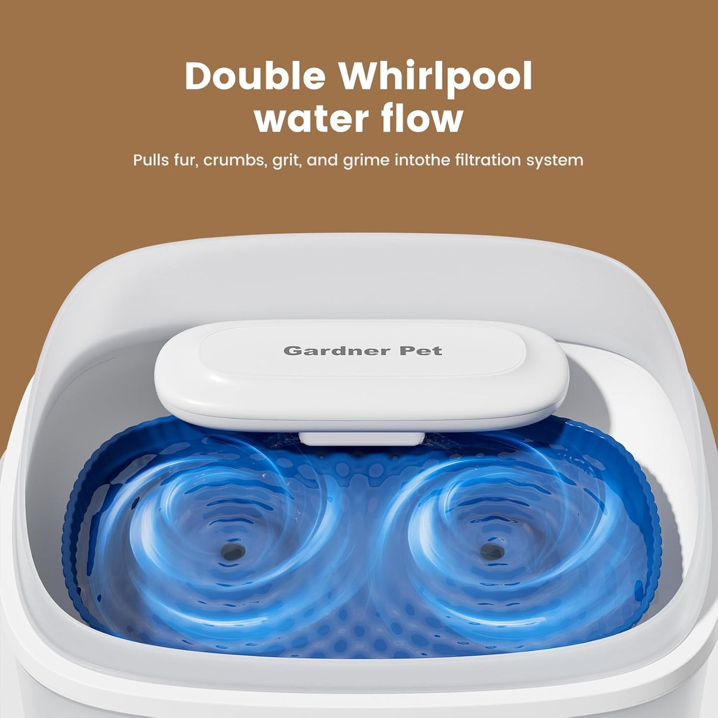 Gardner Pet Dog Water Fountain for Large Dogs, 8L/2.1Gal Large Capacity Automatic Dog Water Bowl Dispenser with Vortex Circulation, Splash-Proof, Quiet Dog Water Bowl(Without Adapter)