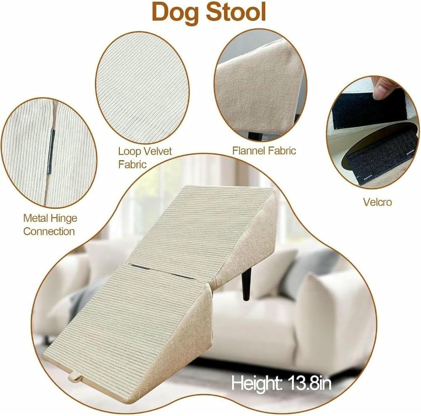 Dog Ramp Ottoman,Split Ottoman Dog Ramp,Upgraded Cat Scratcher,2-in-1 Convertible Wooden Home Step Stool,A Non-Slip Mat for Small Dogs and Cats