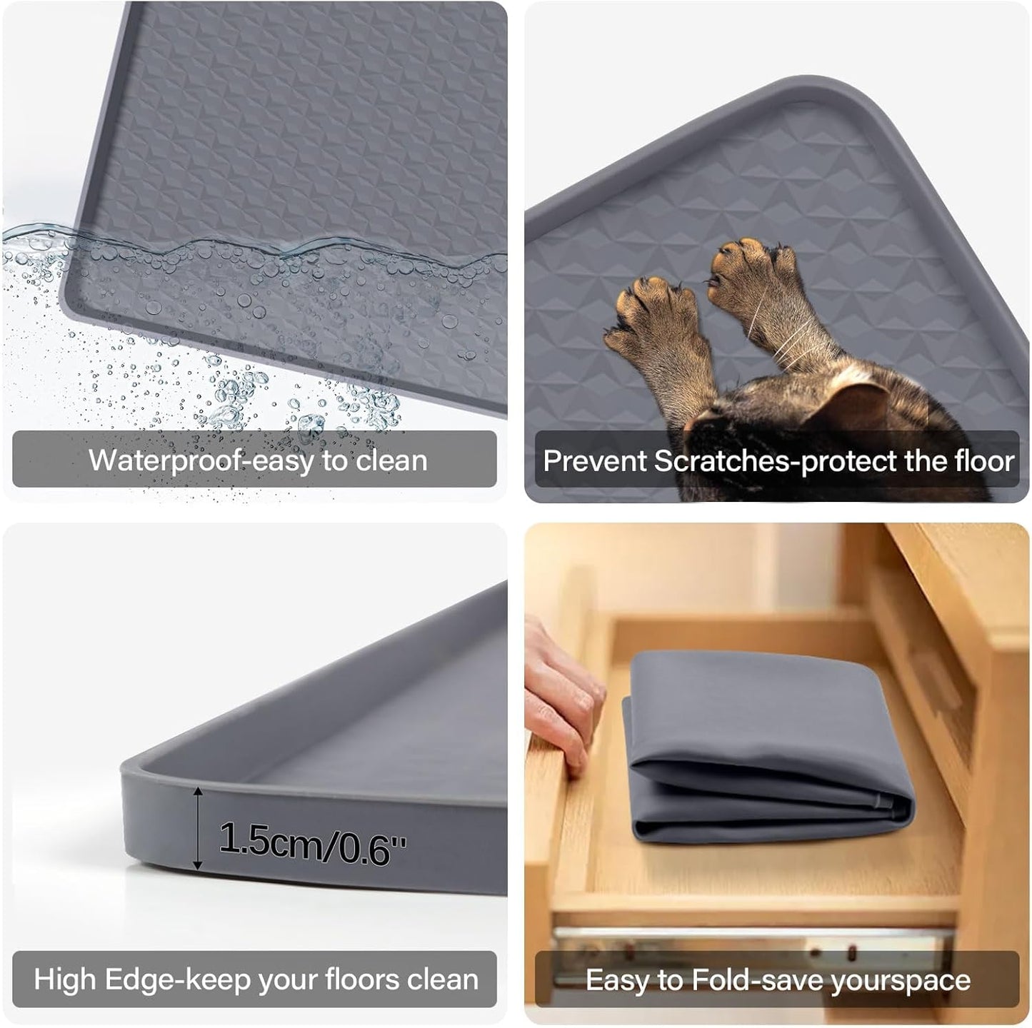 51" x26" Pee Pad Holder for Dogs Lanstics Silicone Dogs Puppy Pad Holder Puppy Pad Holder for Dog Training Leak-Proof Raised Edge Dog Potty Tray (Grey)