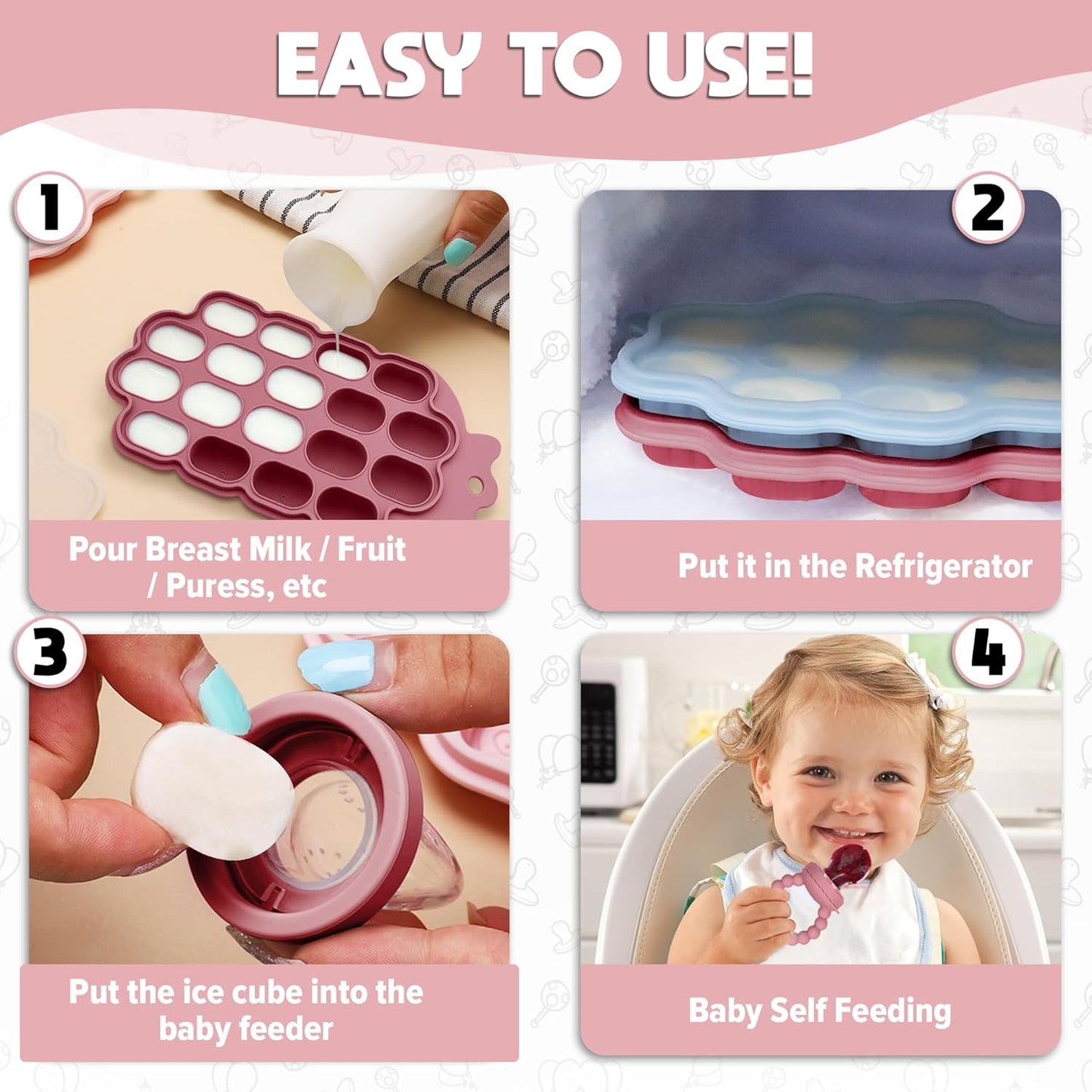 O'doe Baby Weaning Set – 15 Pcs Silicone Baby Feeding Set with Suction Plate, Bowl, Bib, Sippy Cup, Fruit Feeder & Freezer Tray – Baby Plates and Bowls Set for 3M+ | BPA-Free Baby Dishes & Utensils