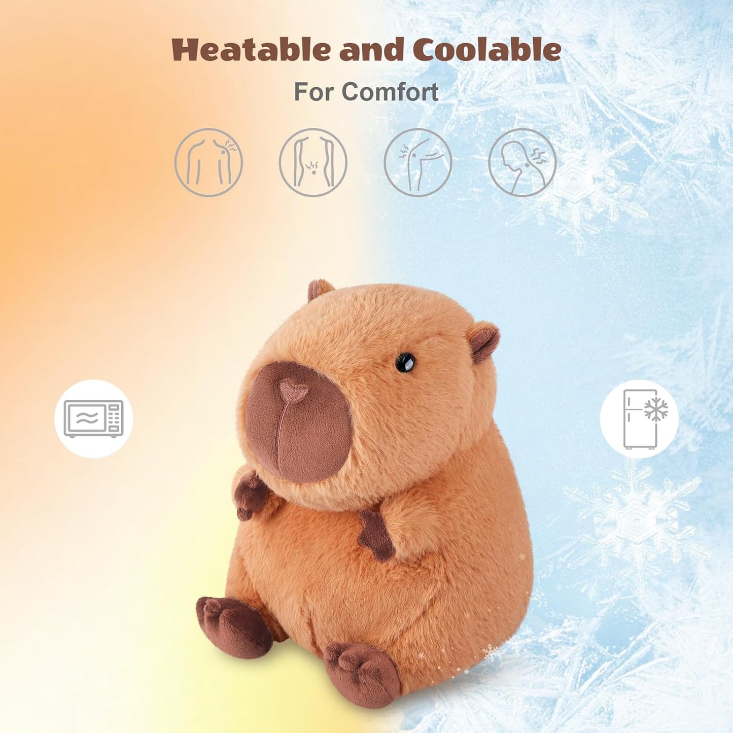 Heatable & Coolable Capybara Plush, Microwavable Stuffed Animal Heating Pad for Soothing & Relaxation, Lavender Scent Plush Toys for Stress Relief, Capybara Plushies Gift for Kids & Adults