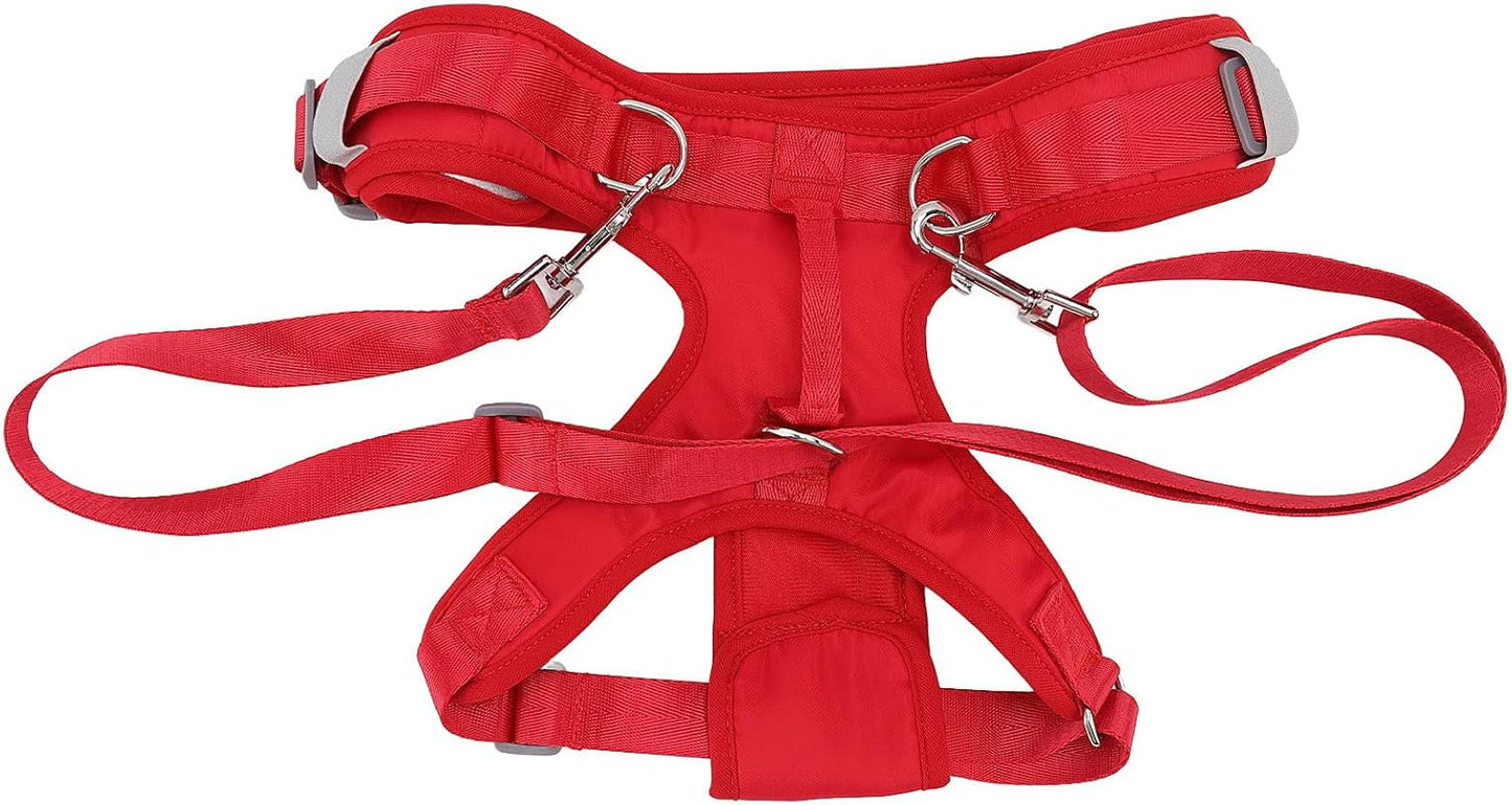 Dog Lift Harness Adjustable Safe Recovery Aid Puppy Front Leg Support Sling for Old Disabled Injured Pet Red Fleece Lining (L)