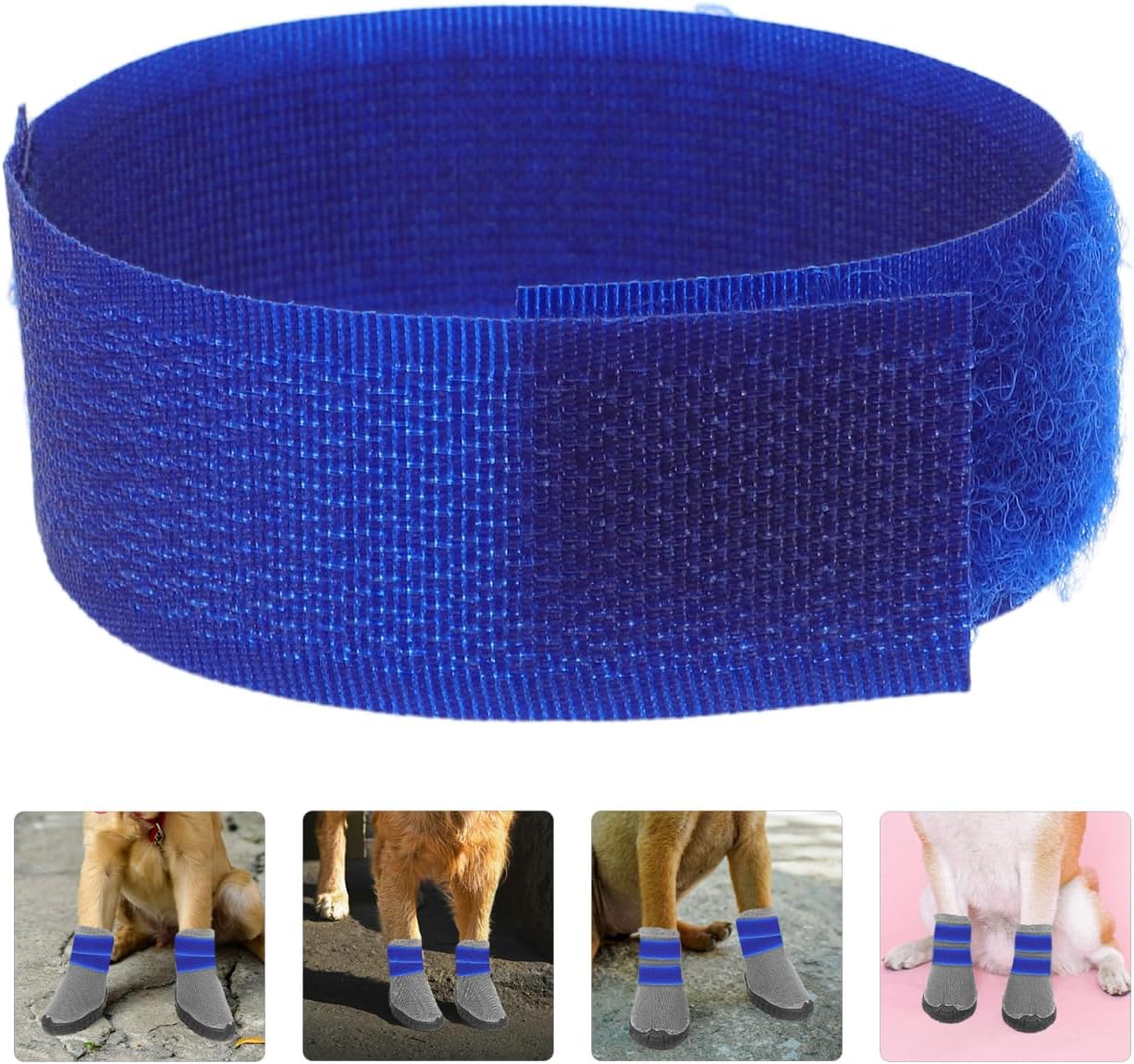 20pcs Non Slip Pet Bootie Fastener Straps Rainy Weather Paw Protector Bands for Dogs Cats Durable Blue Sock Straps for Secure Fit and Outdoor Adventures