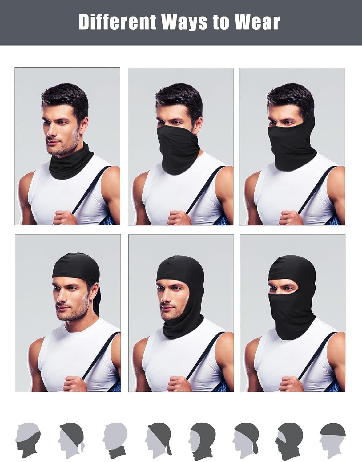 SATINIOR 6 Pcs Ski Mask Cover Balaclava Full Face Mask Summer Face Cover UV Windproof Balaclava for Men Women Outdoor Sports