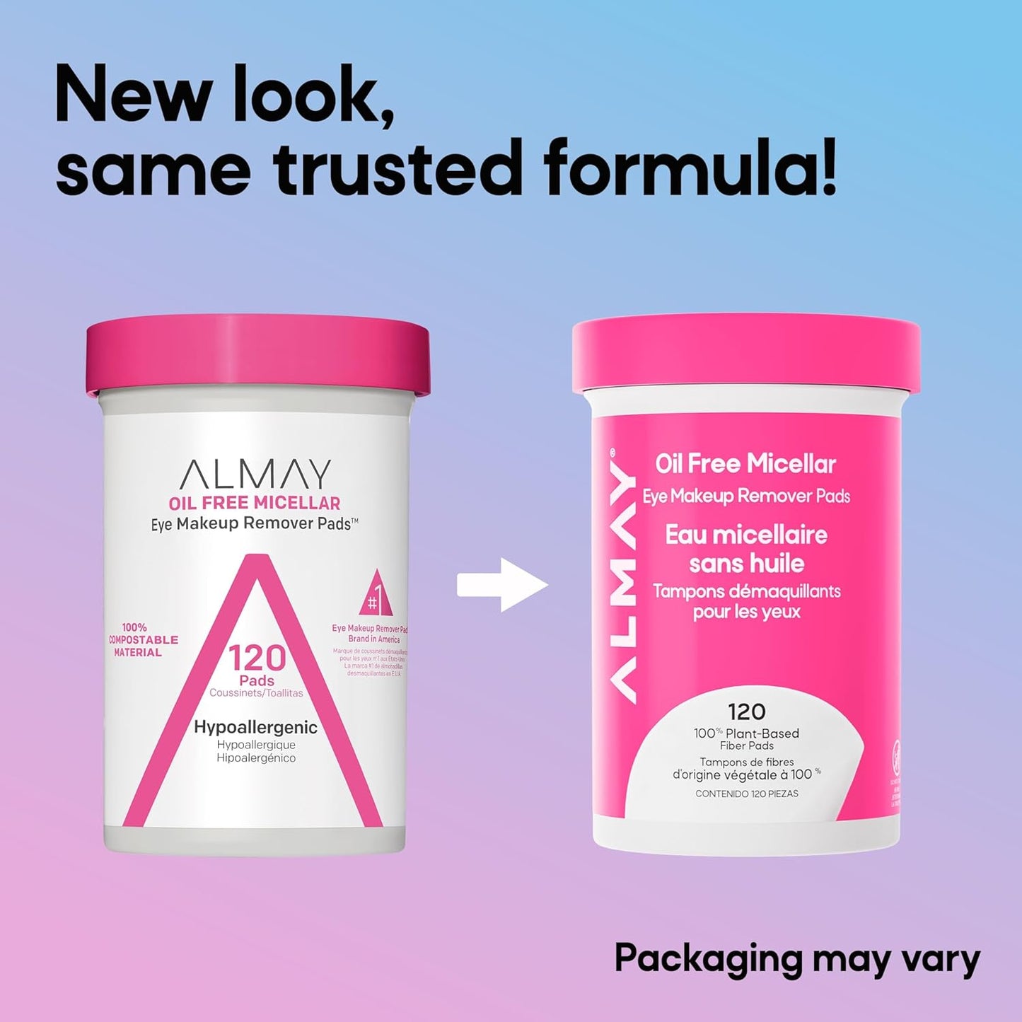 Almay Makeup Remover Pads, Micellar Gentle, Hypoallergenic, Fragrance-Free, Dermatologist & Ophthalmologist Tested (Packaging May Vary), 120 count