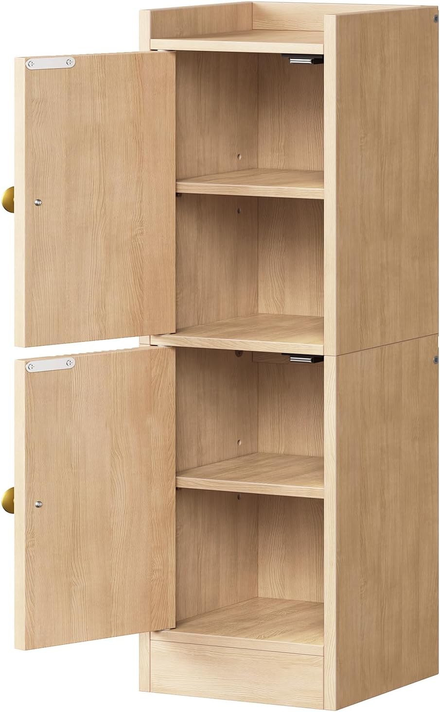 HOOBRO Small Bathroom Storage Cabinet, 9.8" W x 7.9" D x 30.7" H Small Cabinet for Bathroom with Doors, Farmhouse Floor Cabinet with 2 Adjustable Shelves, Narrow Toilet Paper Cabinet, Natural